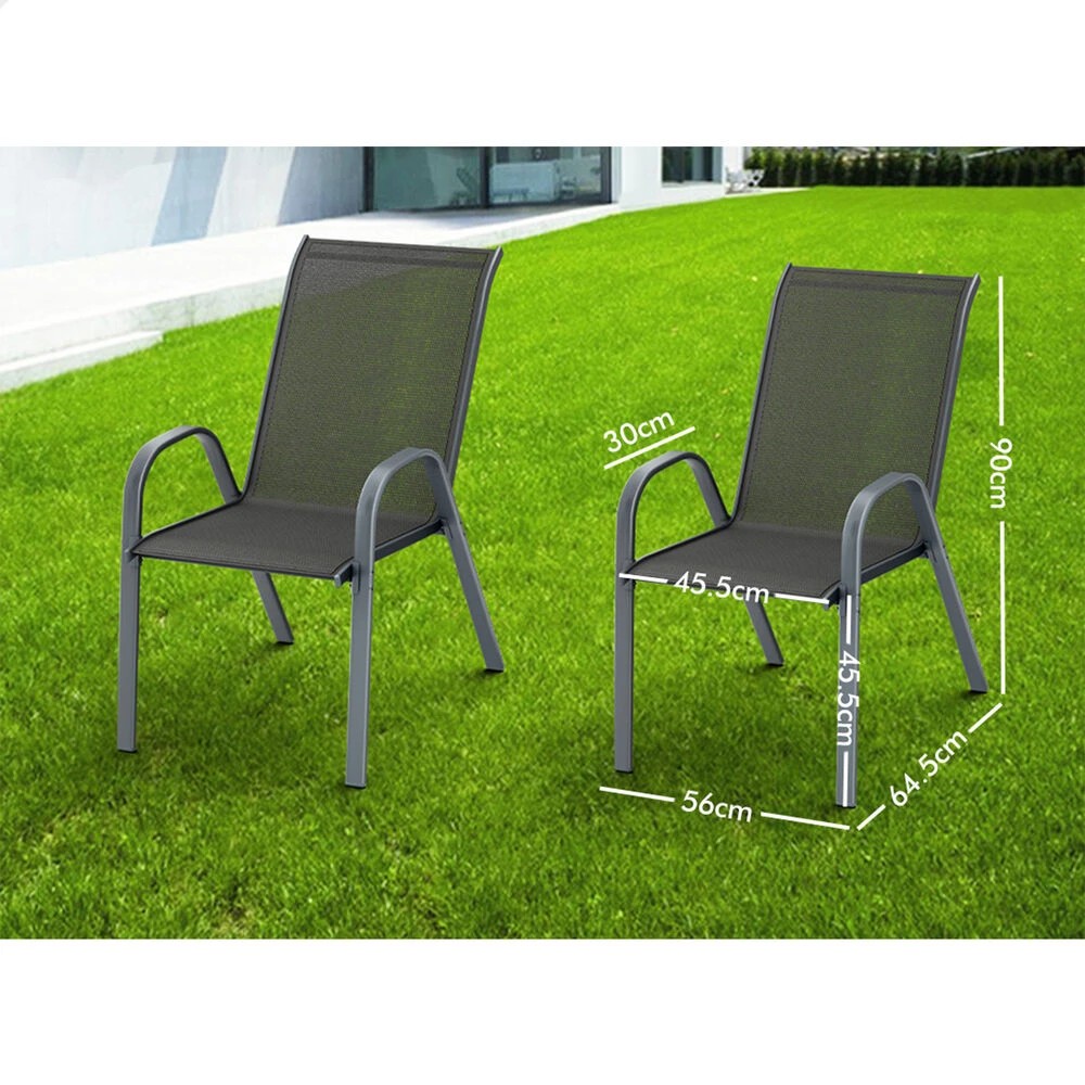 8 Alfordson 4x Outdoor Lounge Chairs Patio Dining Furniture Garden Stackable - Grey, 8 of 10