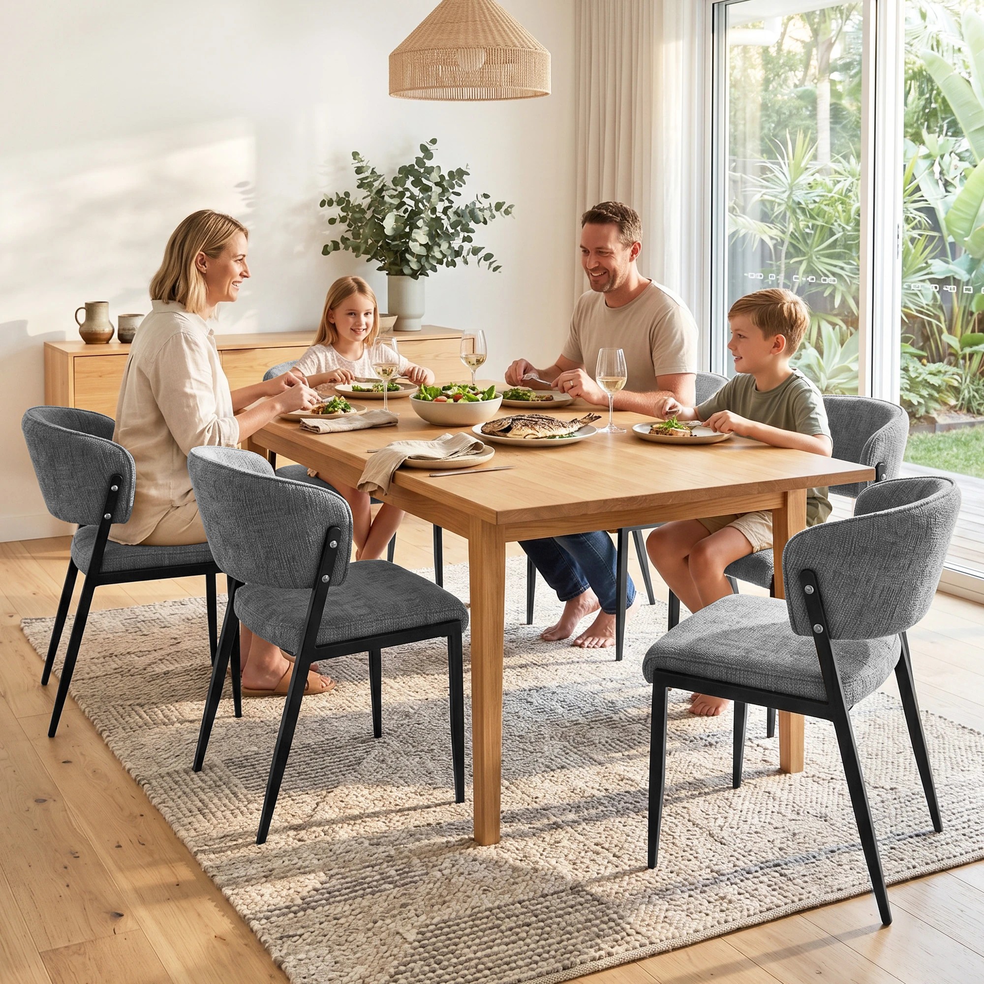 8 Artiss Dining Chairs Set of 6 Linen Fabric Soft Upholstered Chairs - Grey, 8 of 9