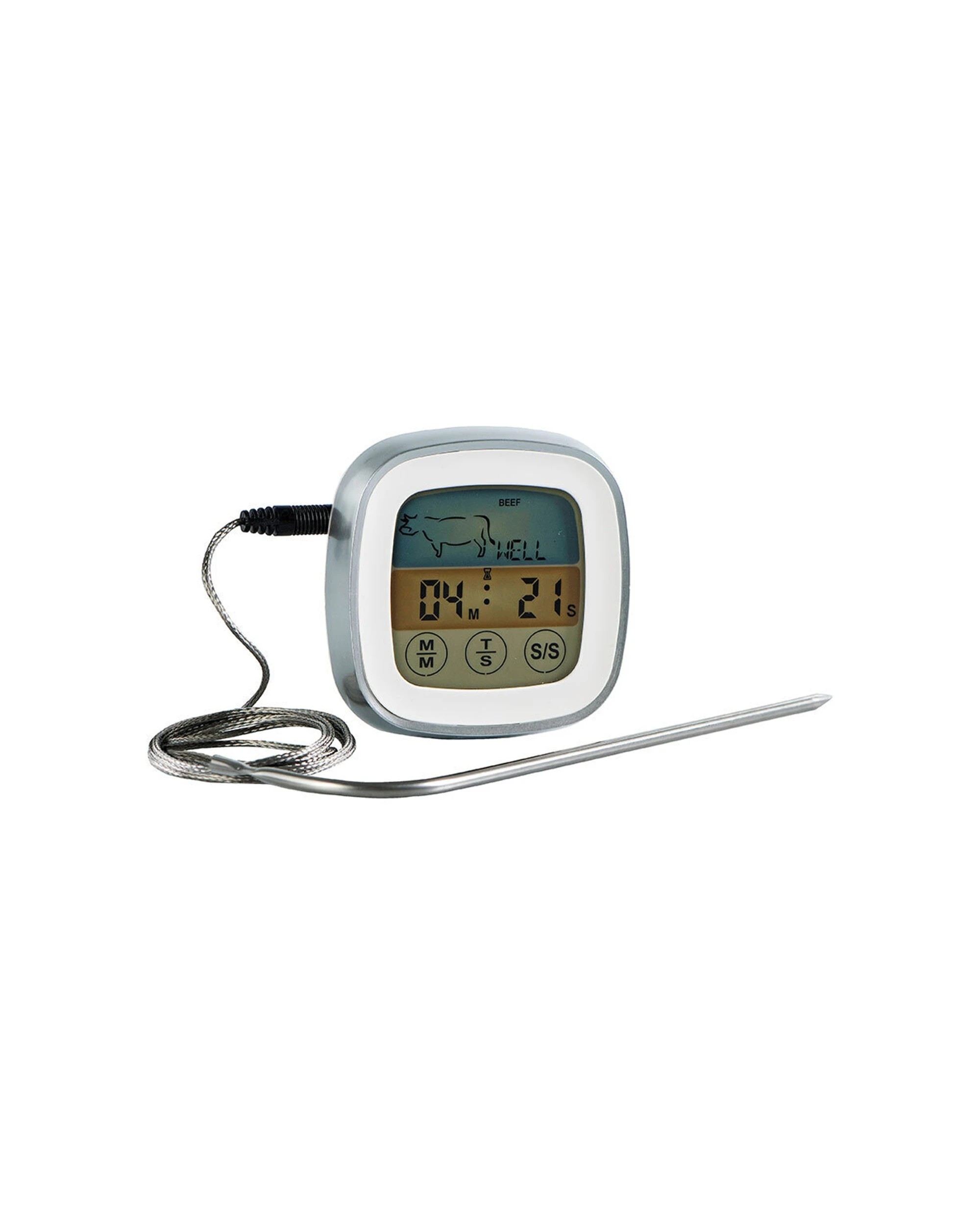 3 Avanti Digital Steak Thermometer Touch Lcd With Stainless Probe And Alarm - White, 3 of 3