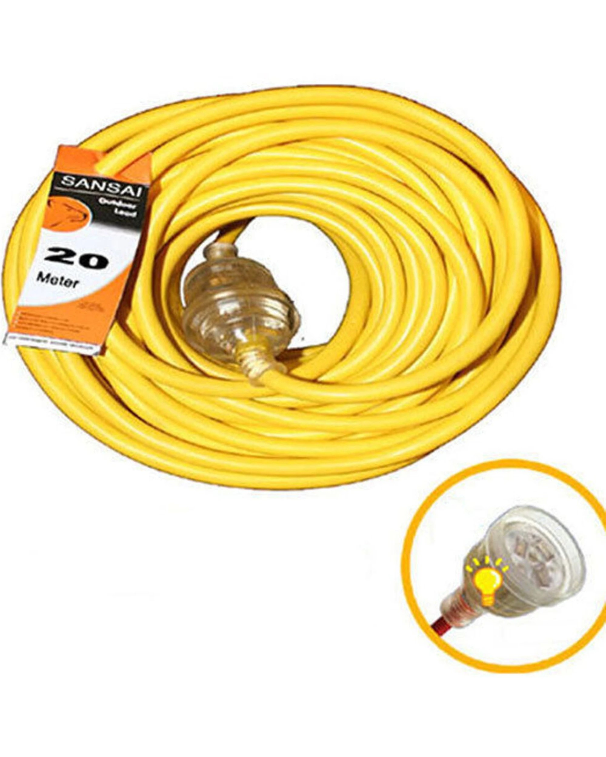 2 Sansai 20M Heavy Duty Extension Cord Power Lead Light Indicator Indoor Outdor - Yellow, 2 of 2