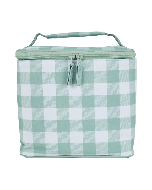 Green Check Top Loader Lunch Bag