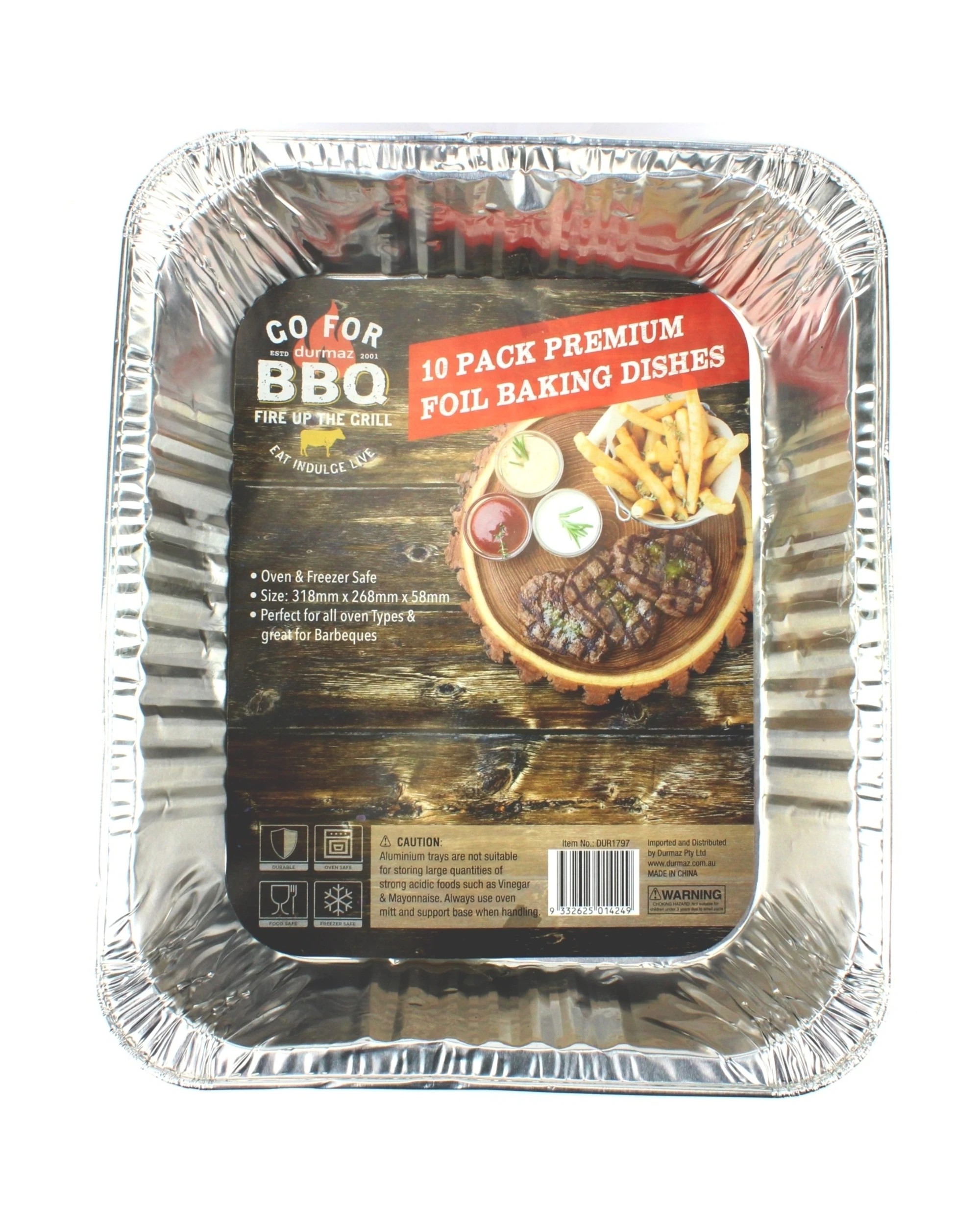 2 Durmaz Large Foil Trays 31.8cm x 26.8cm x 5.8cm Pack of 10 - Silver, 2 of 3