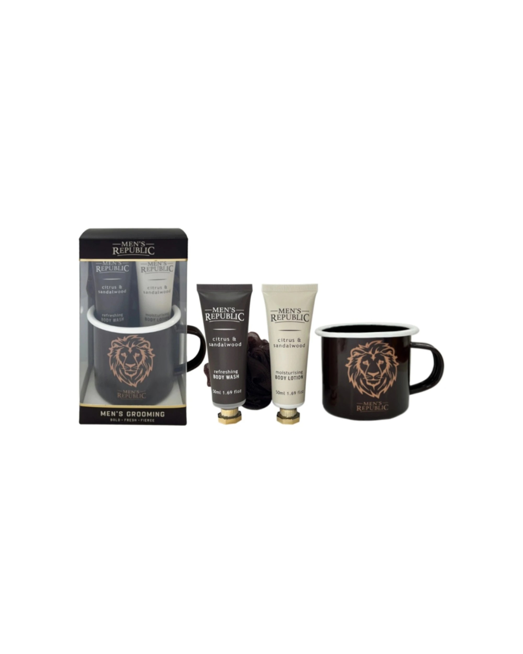 2 Men's Republic 4pc Men's Republic Grooming Set With Mug Body Wash Lotion Shower Loofah Kit - Black, 2 of 7