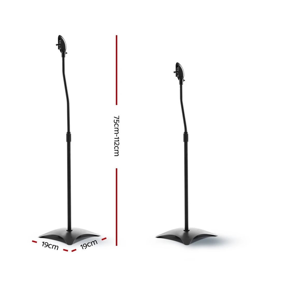 2 Alpha Speaker Stand 75-112cm Adjustable Height Surround Sound Studio Home 2pcs - Black, 2 of 7