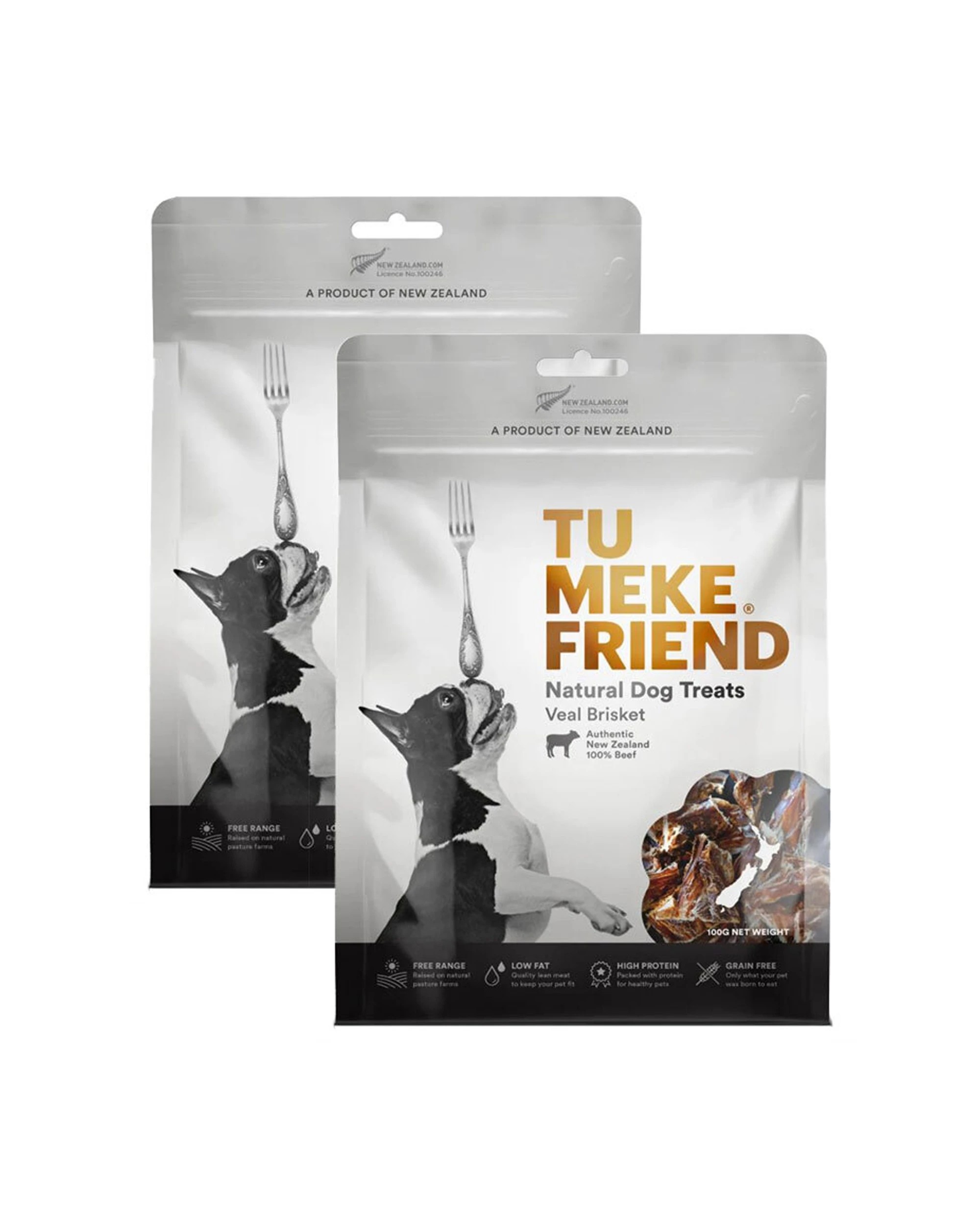 1 Tu Meke Friend 2 x 100g Air-Dried Natural Dog Treats Veal Brisket Free-Run - Plain, 1 of 4