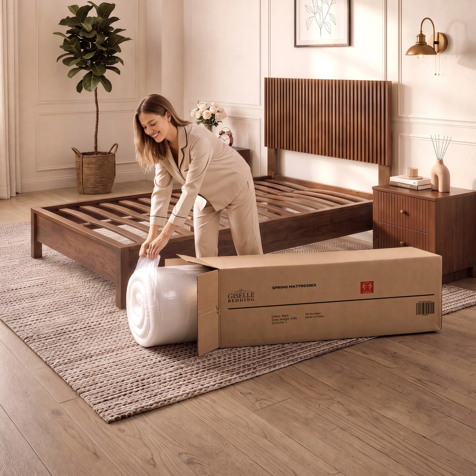 9 Giselle Bedding 25cm Hybrid Mattress Soft Knitted Fabric Edge Support Gel Foam - Single Bed - White, 9 of 10
