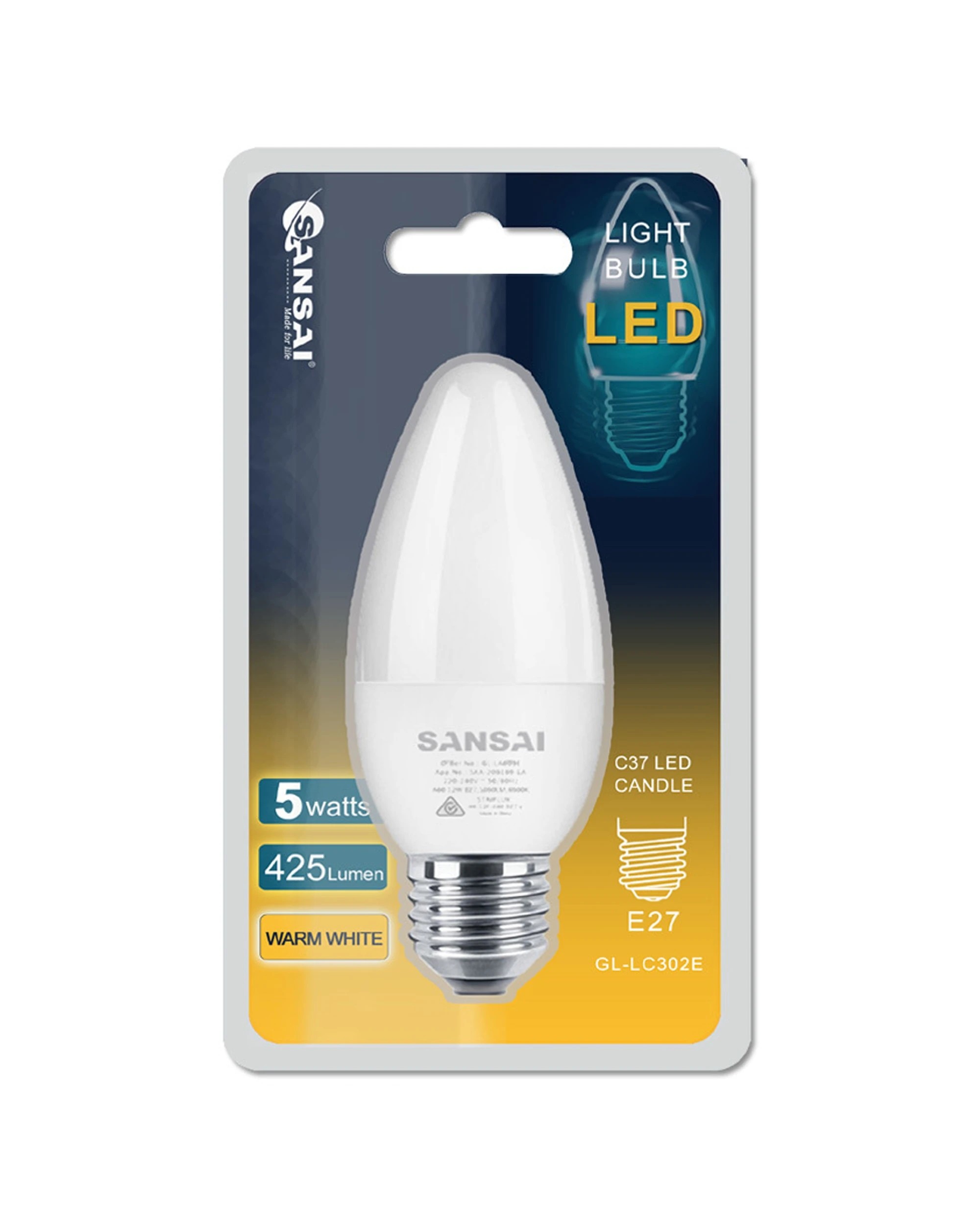2 Sansai Home/office Led 425lm Screw Light Bulb C37 5w E27 Candle Warm White 3000k
 - White, 2 of 3