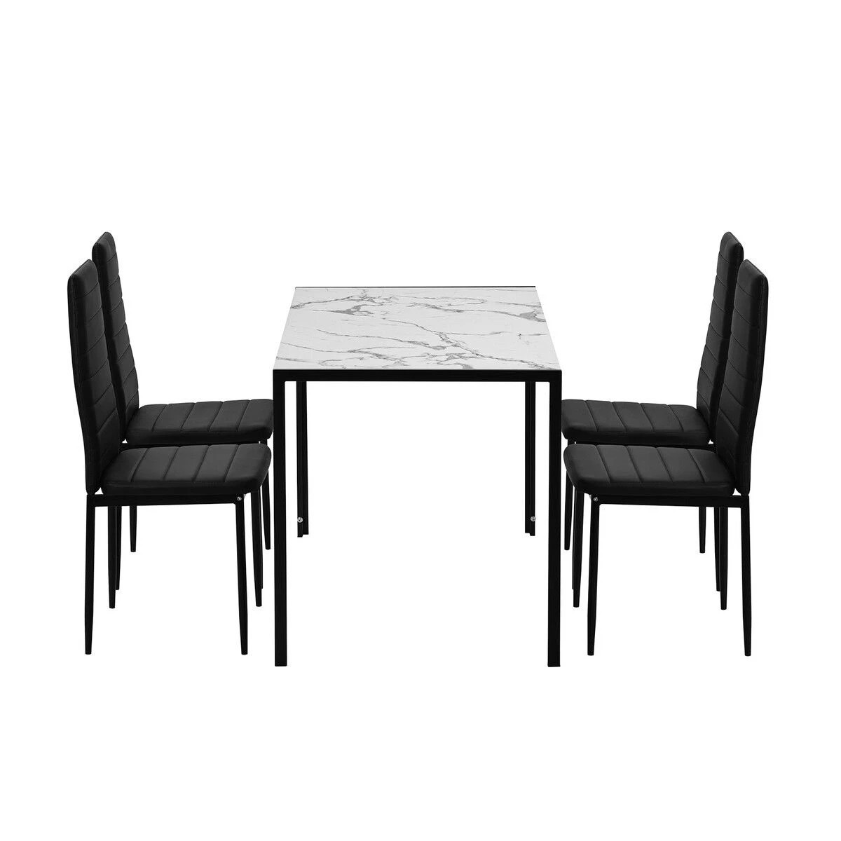 5 Ausway Marble Dining Table Set 4 Chairs Faux Marble Large Glossy Desk, 5 of 7