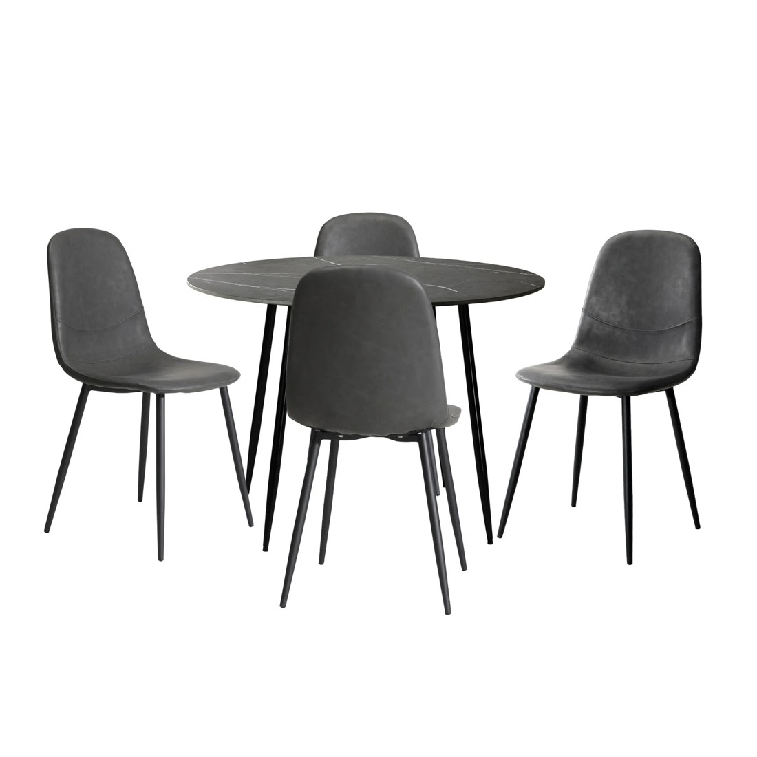 10 Oikiture 110cm Round Dining Table With 4pcs Pu Dining Chairs Metal Legs
 - Multi, 10 of 10