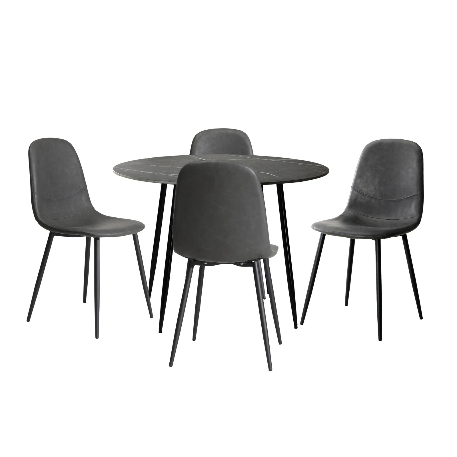 10 Oikiture 110cm Round Dining Table With 4pcs Pu Dining Chairs Metal Legs
 - Multi, 10 of 10