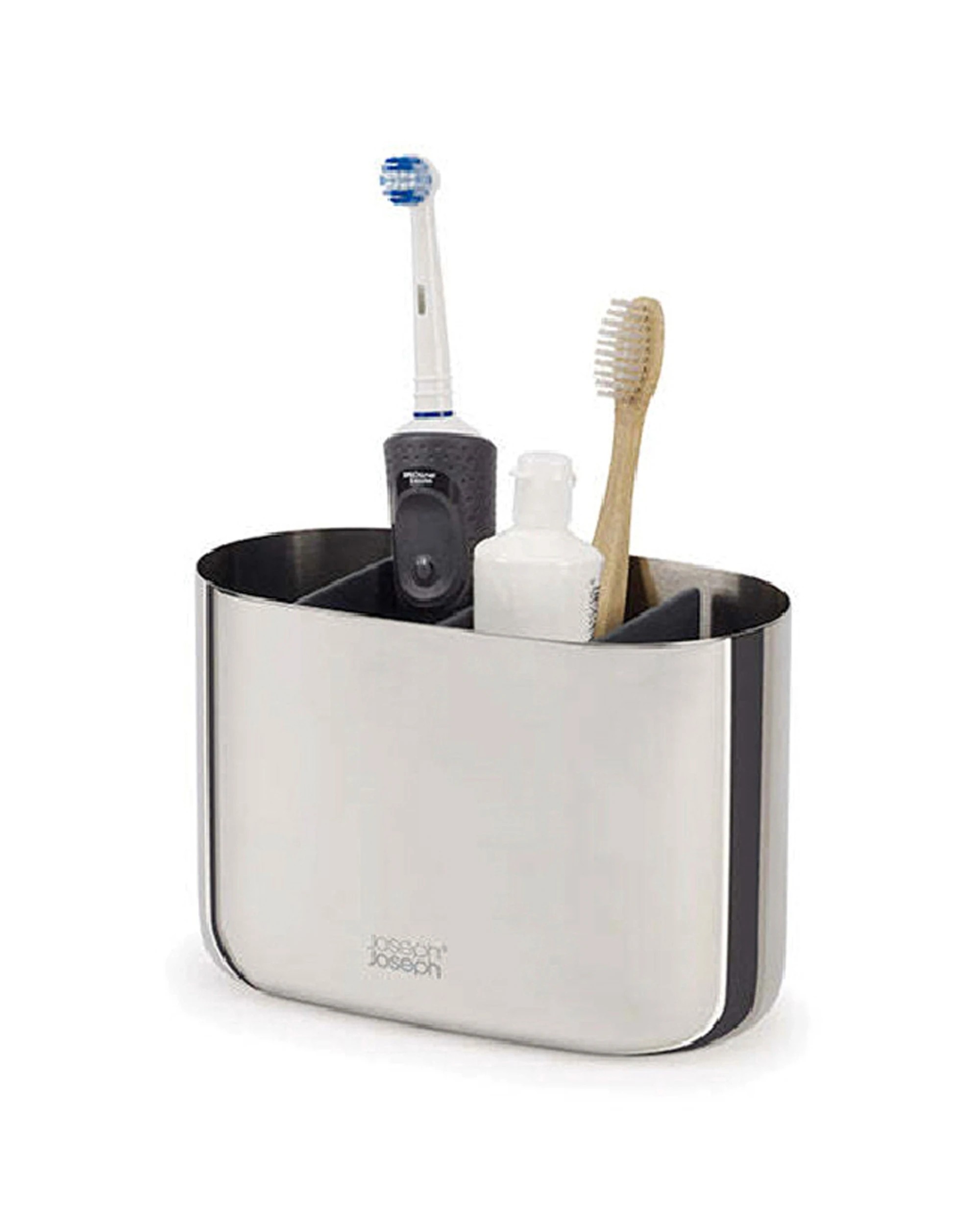 1 Joseph Joseph EasyStore 17.5cm Luxe Toothbrush Caddy Large Polished Stainless Steel - Silver, 1 of 4