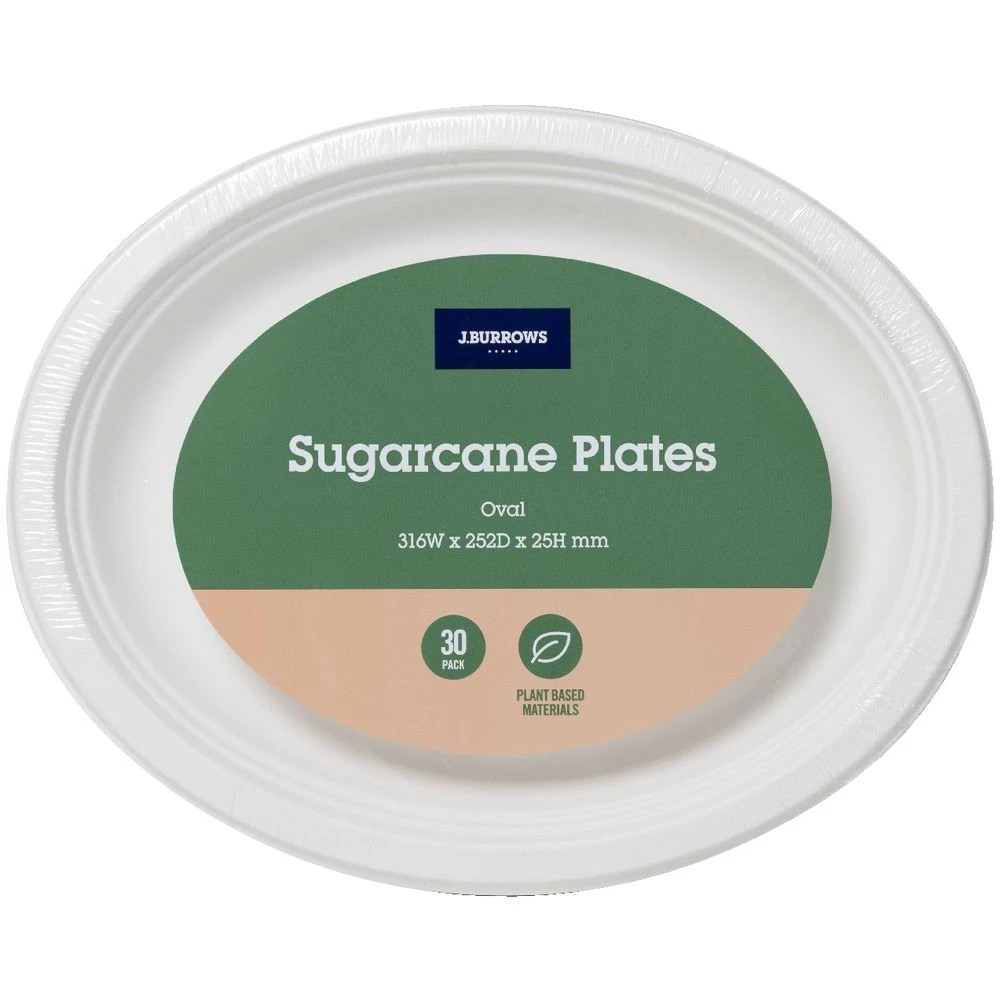 3 J.Burrows Sugarcane Oval Plates 316mm 30 Pack, 3 of 6