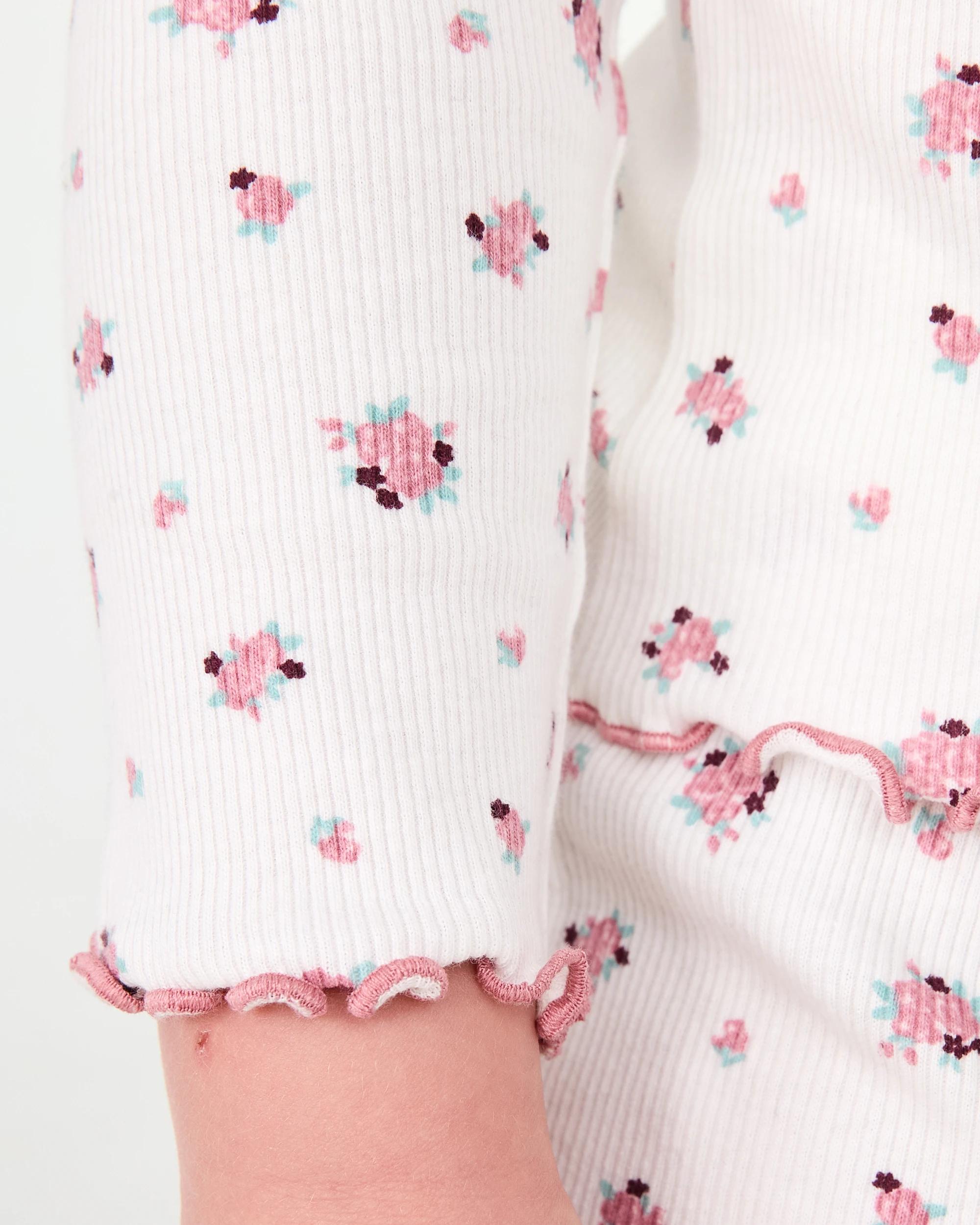 5 Ribbed Pyjama Set Wht Flrl, 5 of 7