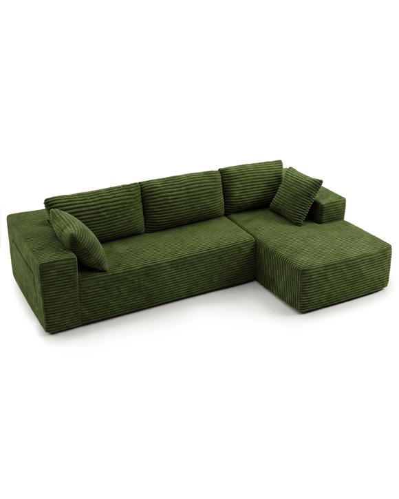 Advwin 277cm L Shape Convertible Modular Sectional Couch - Green