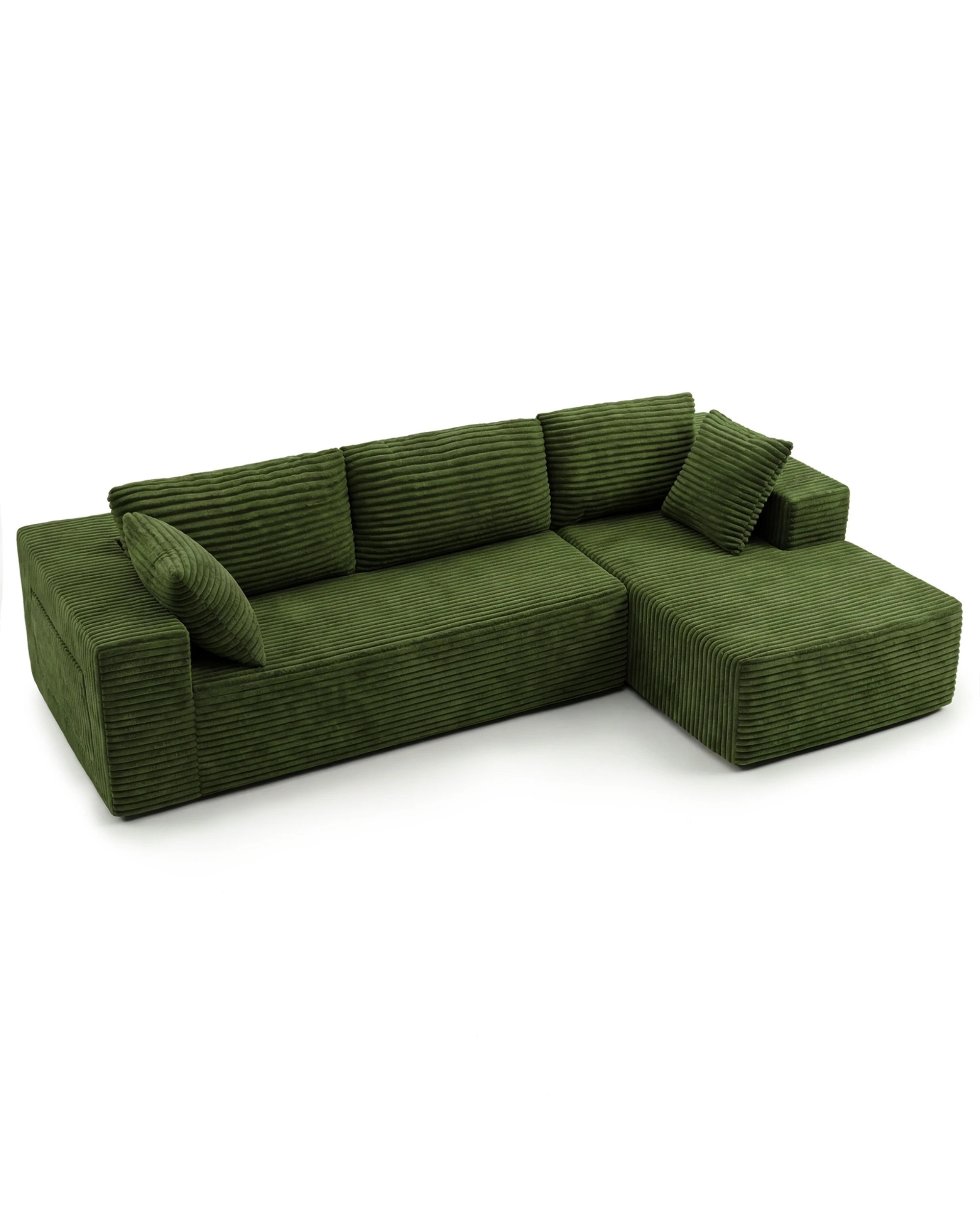 1 Advwin 277cm L Shape Convertible Modular Sectional Couch - Green, 1 of 7