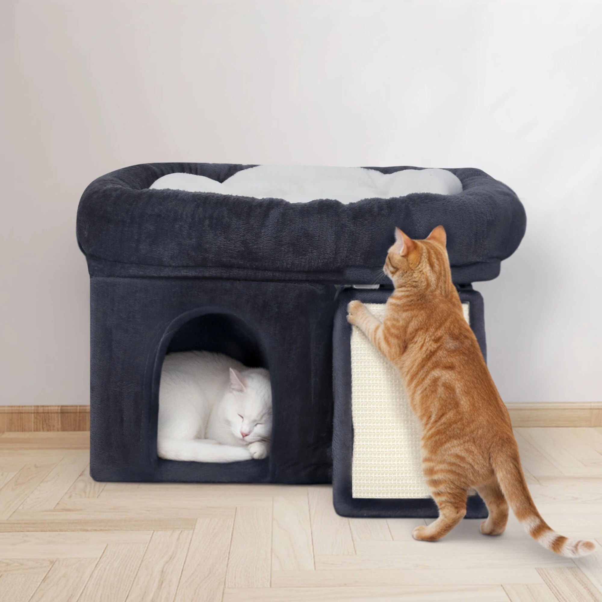 7 PaWz Cat Tree Tower, Plush Perch, Scratching Board, Toy Ball, Indoor Cats - Blue, 7 of 9