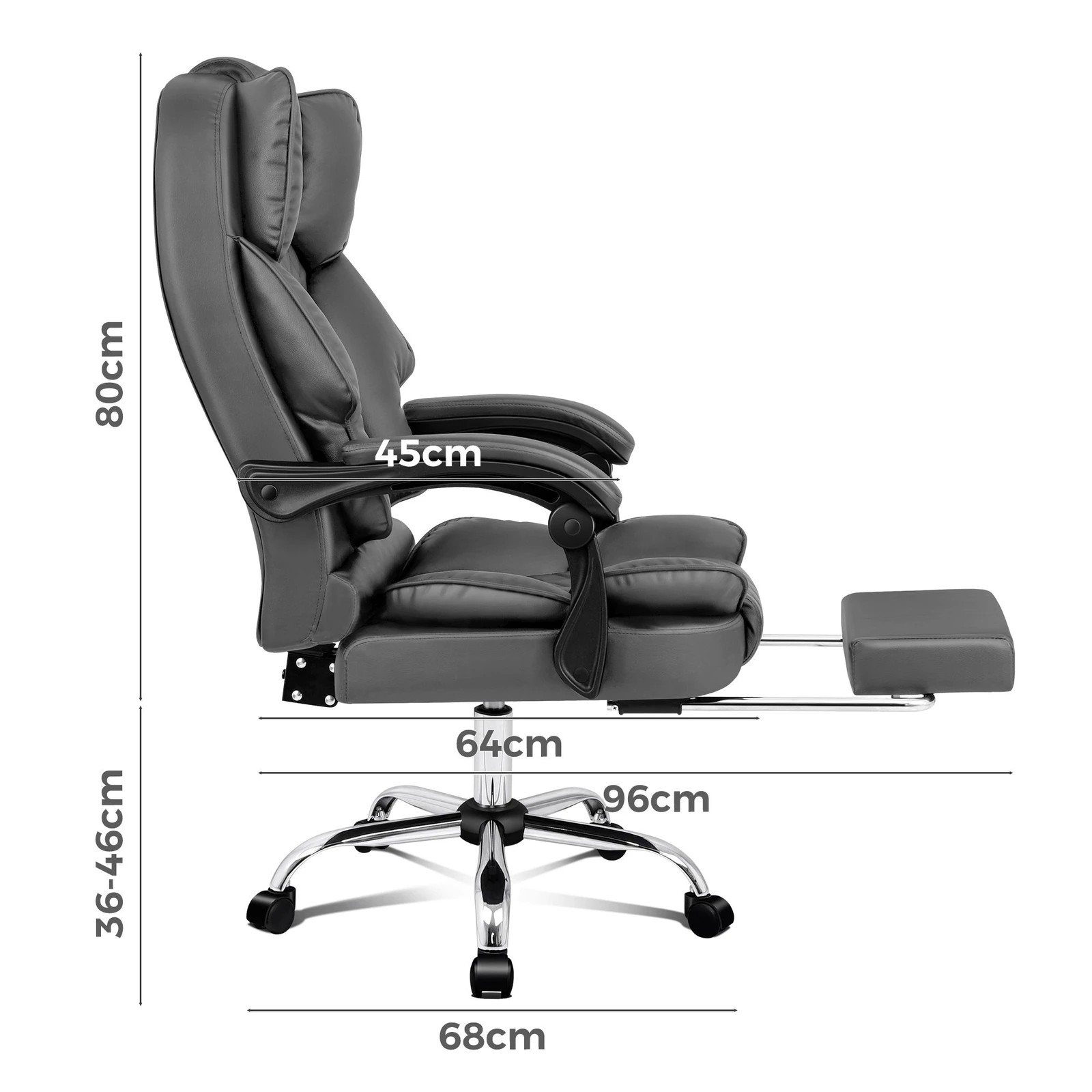 6 Alfordson Office Chair Gaming Executive Computer Racer PU Leather Seat Recliner - Grey, 6 of 10