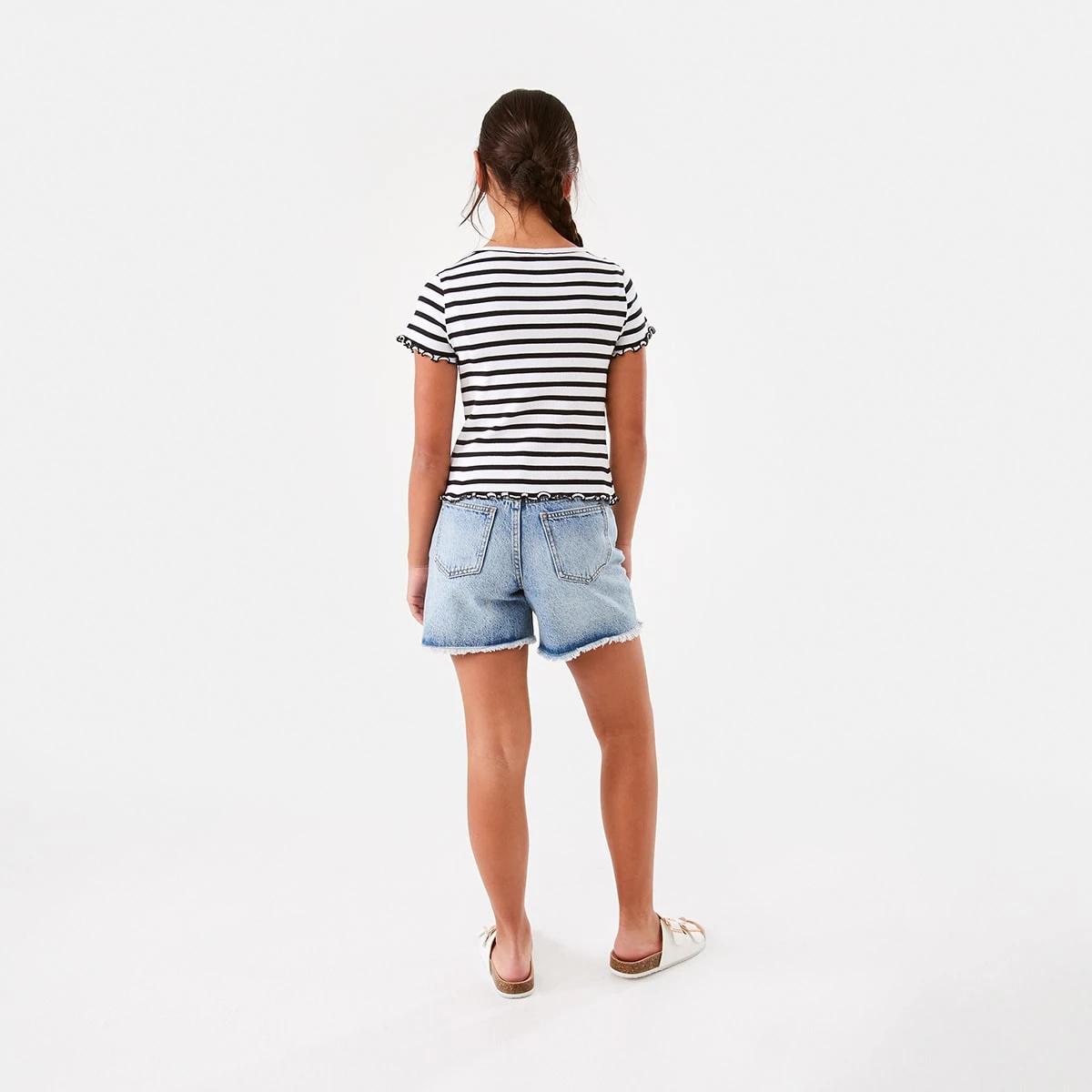 8 Ruched V-Neck Top Blk Stripe, 8 of 10