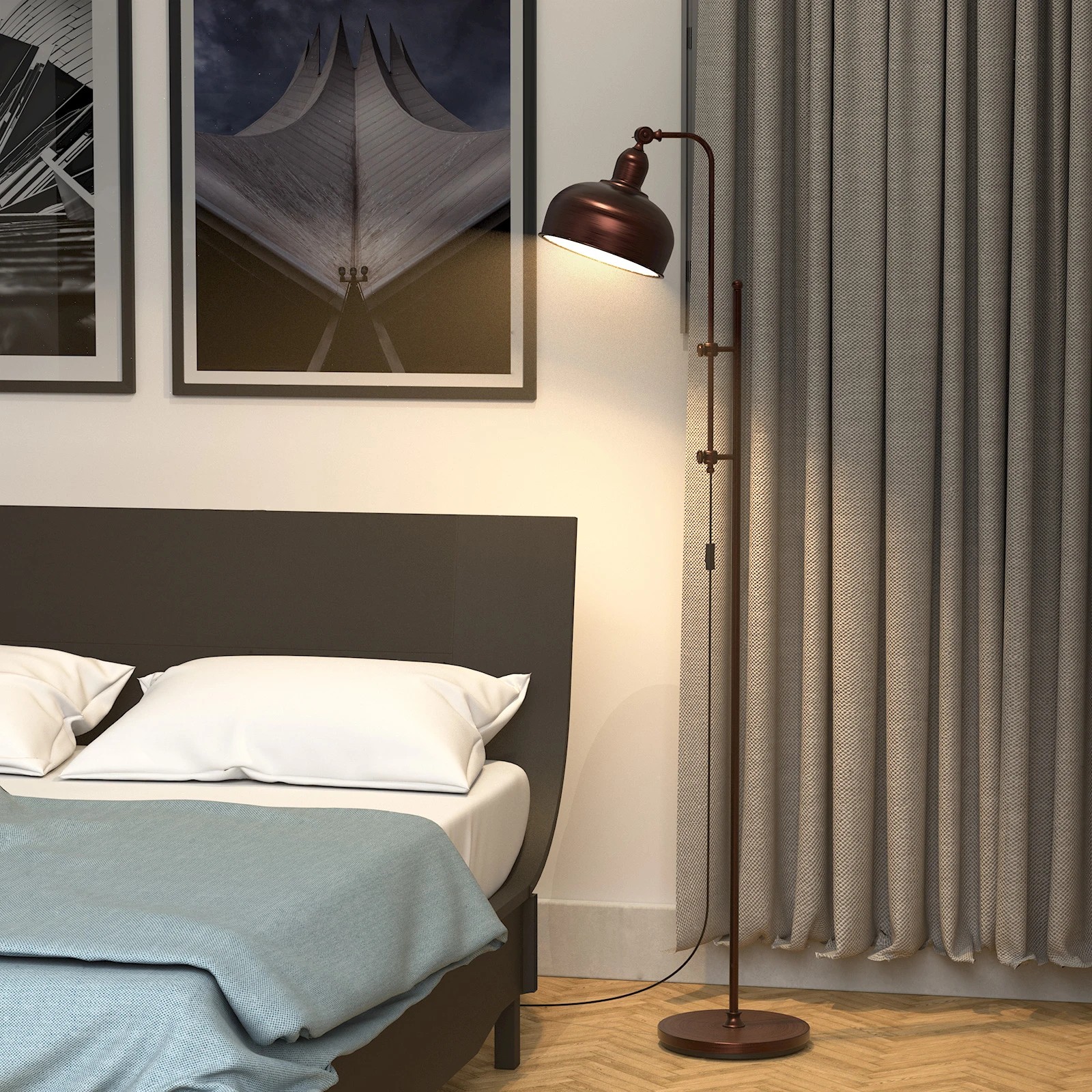 3 Costway Industrial Floor Lamp Height Adjustable Free-standing Lamp, 3 of 5