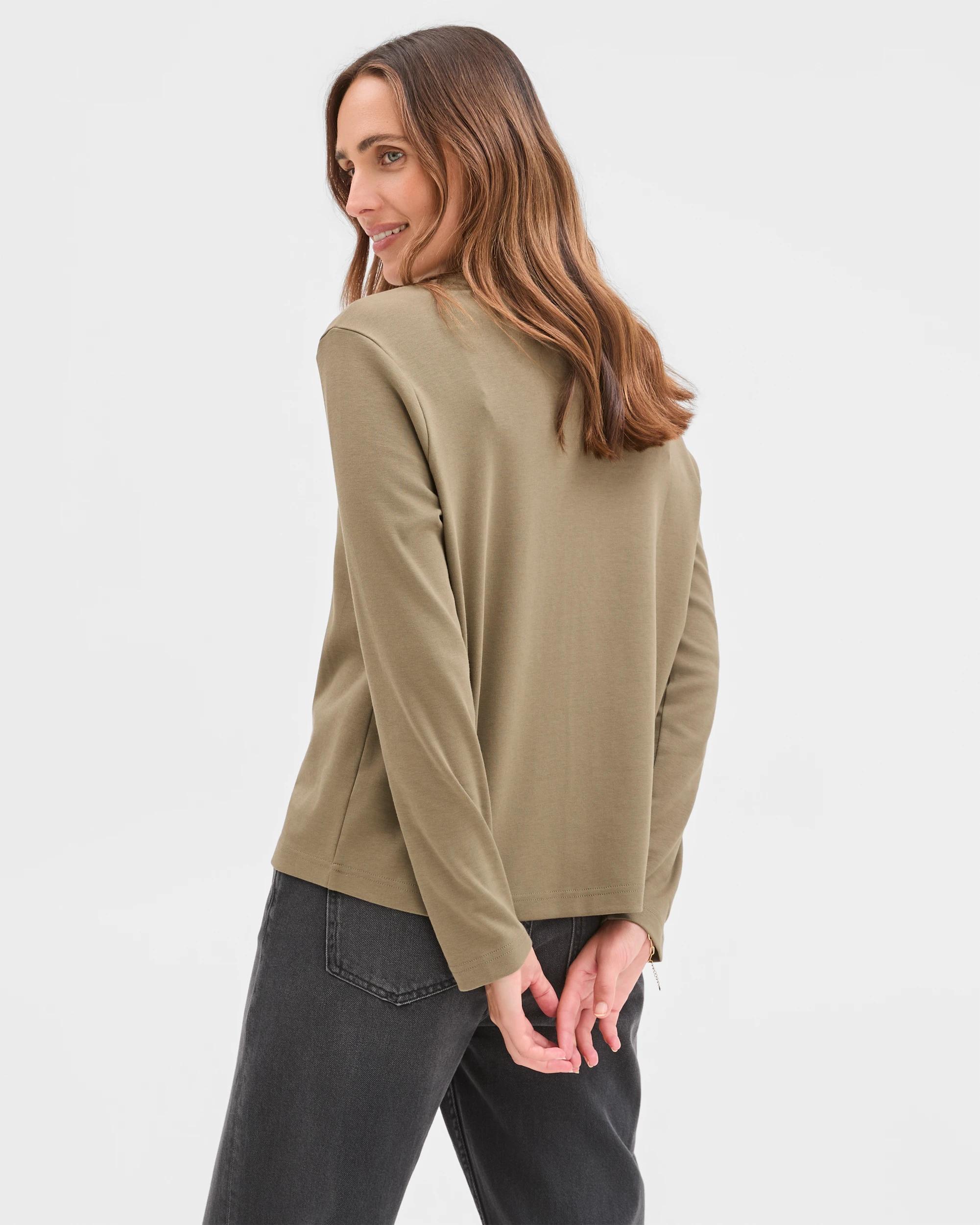 5 Target Woman Australian Cotton Classic Long Sleeve Crew Neck T-Shirt DUSTY OLIVE, 5 of 7