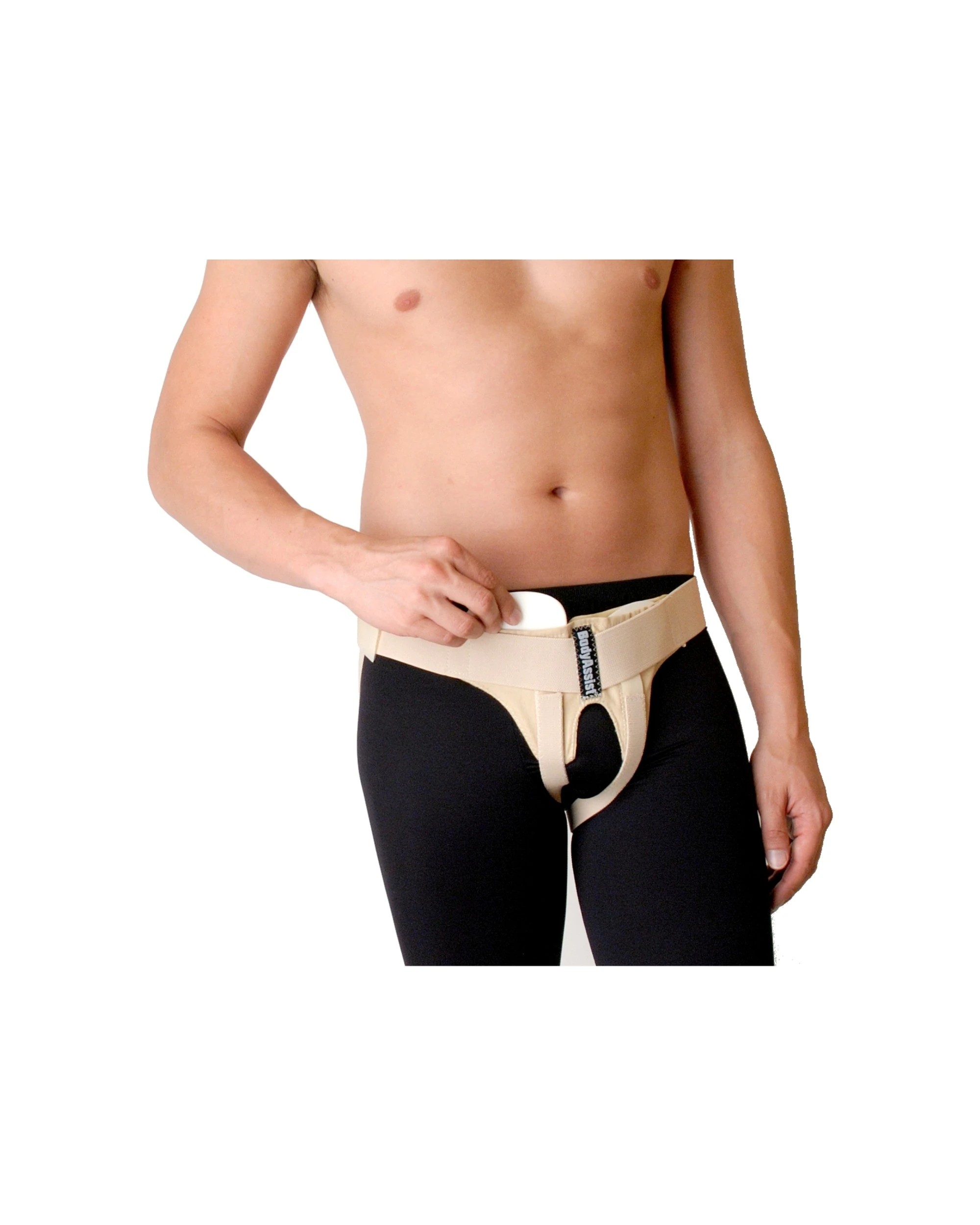 4 Bodyassist Inguinal Hernia Belt Dual Support Breathable Fabric Small - Beige, 4 of 4