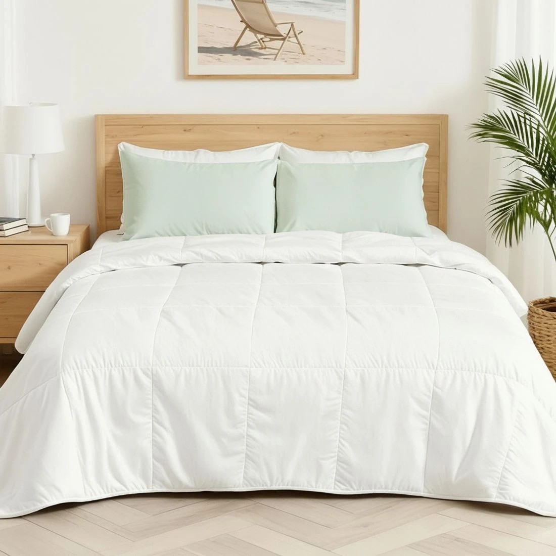 9 Giselle Bedding 200GSM Bamboo Quilt Summer Quilts All Season Doona Duvet - Queen Bed - White, 9 of 9