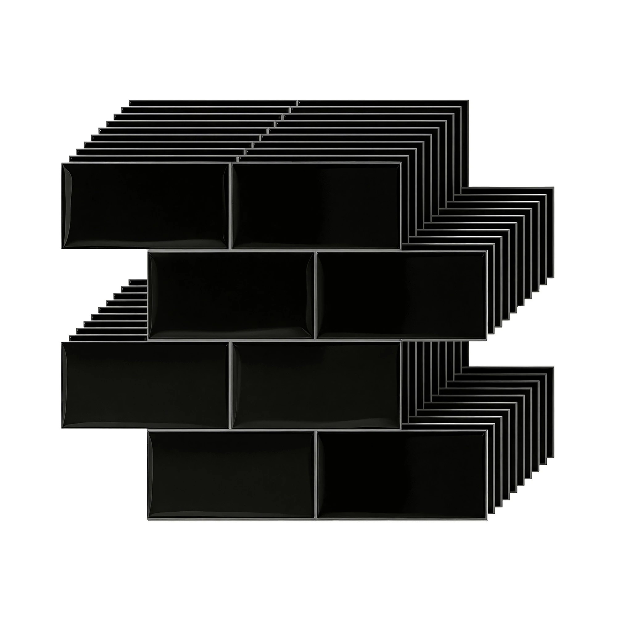 1 Artiss 3D Peel and Stick Wall Tiles Self Adhesive Subway Backsplash 10 Sheets - Black, 1 of 1