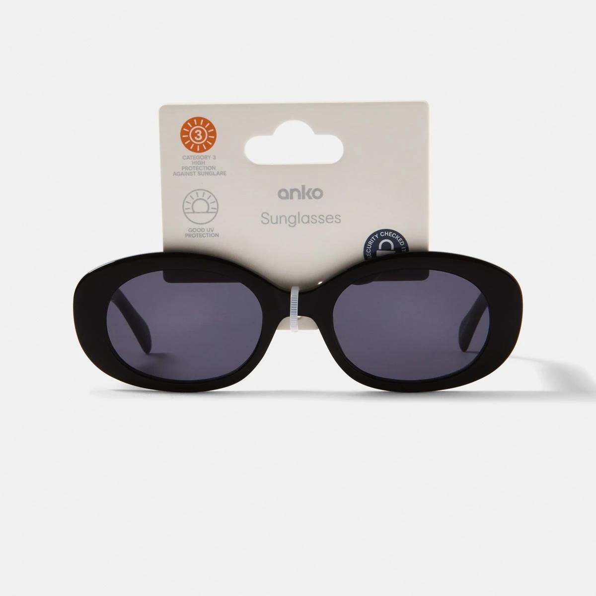 6 Womens Oval Sunglasses ACCESSORIES BLACK, 6 of 6