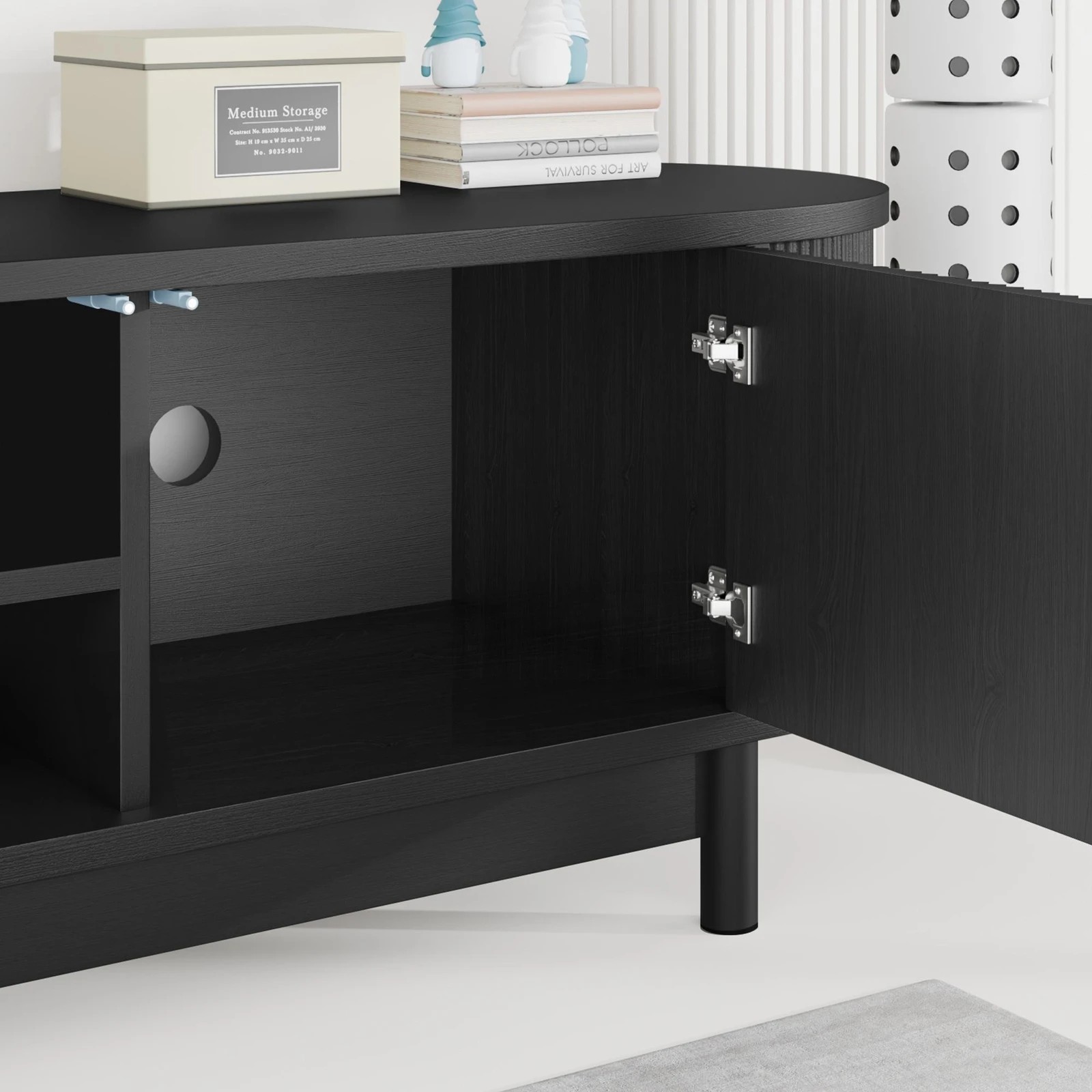 3 Alfordson TV Cabinet Entertainment Unit Stand 160cm Storage Shelf - Black, 3 of 10