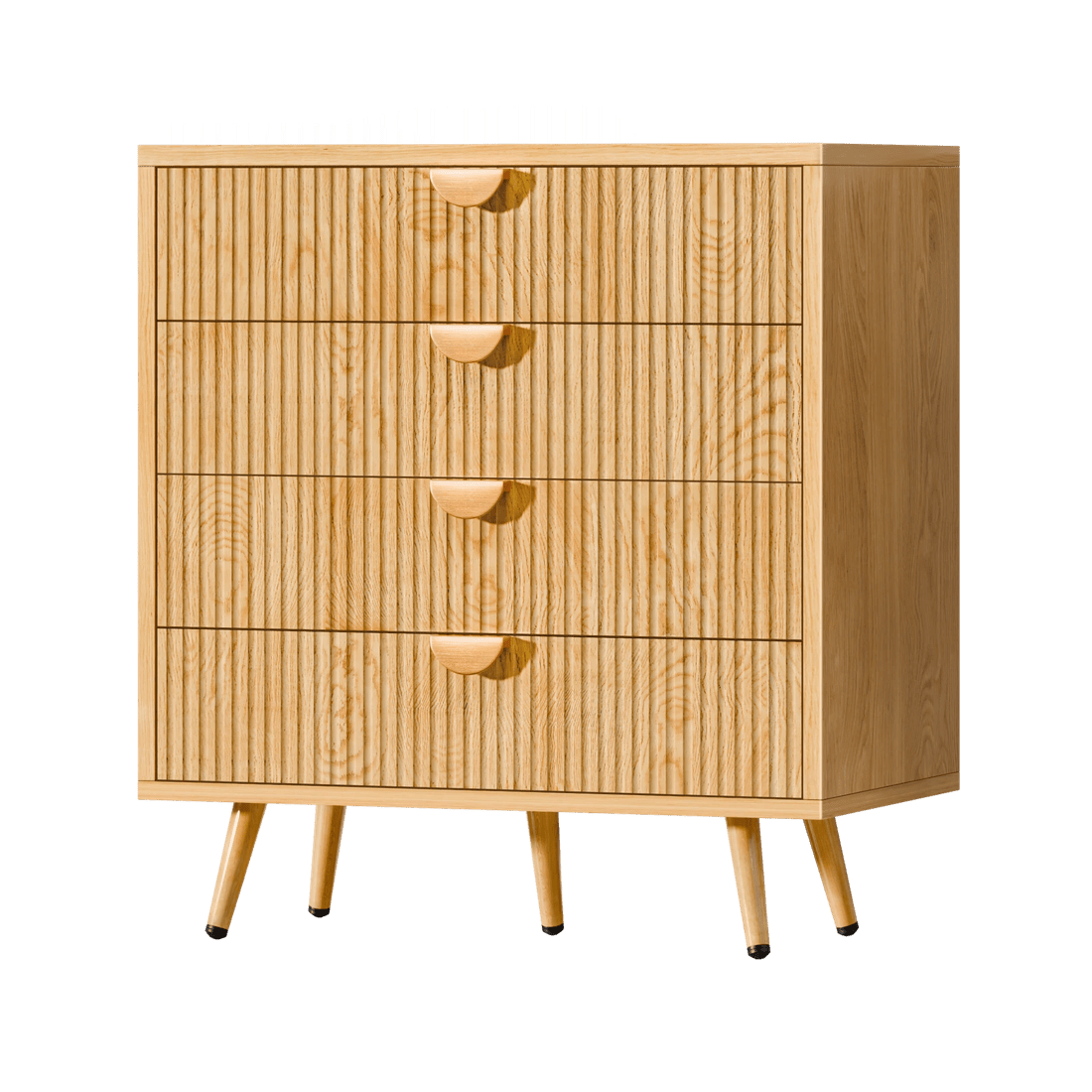 1 Alfordson 4 Chest of Drawers Modern Storage Cabinet Dresser Tallboy - Oak, 1 of 10