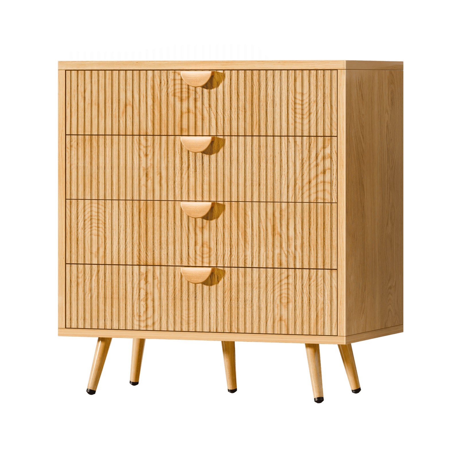 1 Alfordson 4 Chest of Drawers Modern Storage Cabinet Dresser Tallboy - Oak, 1 of 10