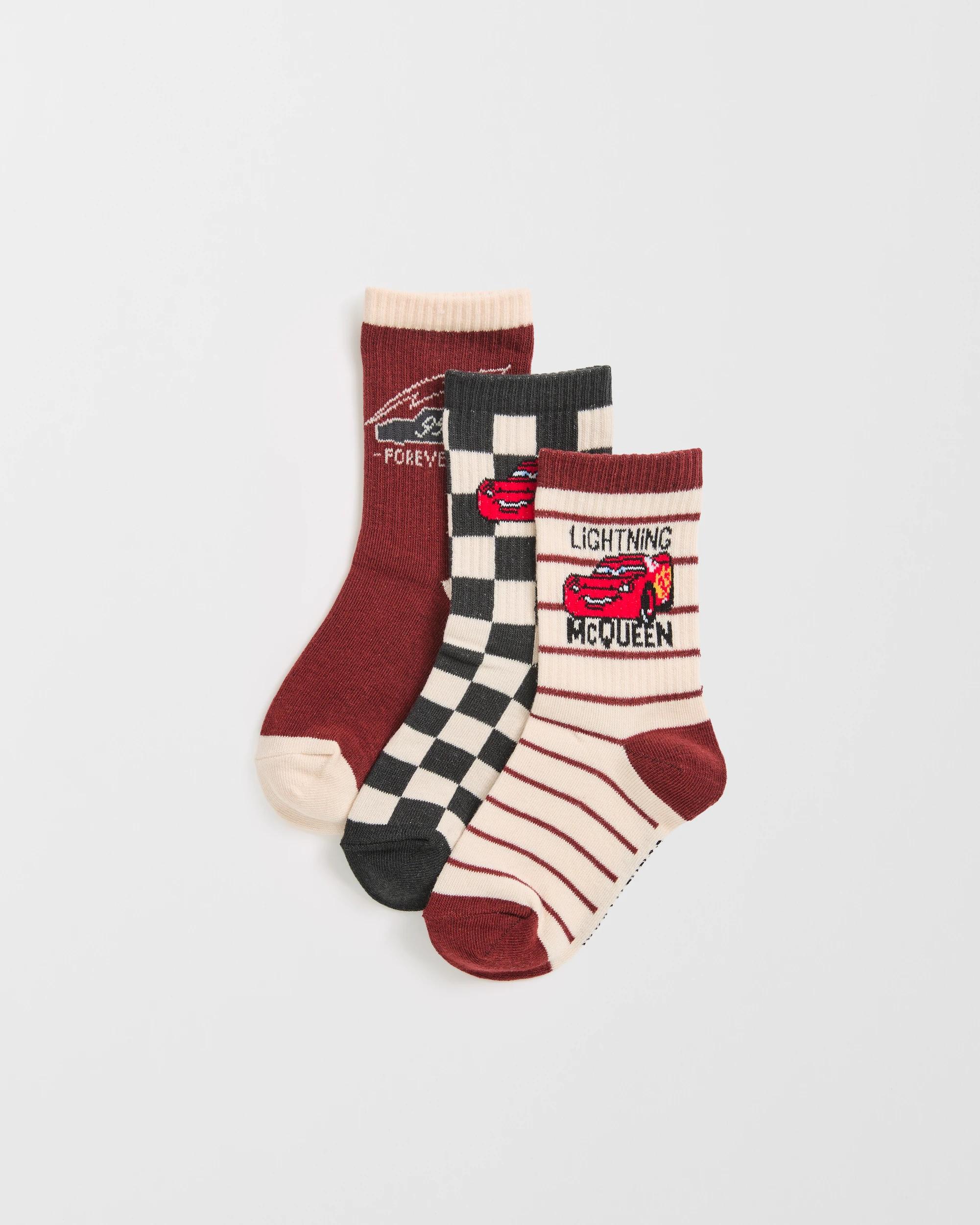 1 Licensed Disney Pixar Cars 3 Pack Younger Boys Crew Socks MULTI CARS, 1 of 3
