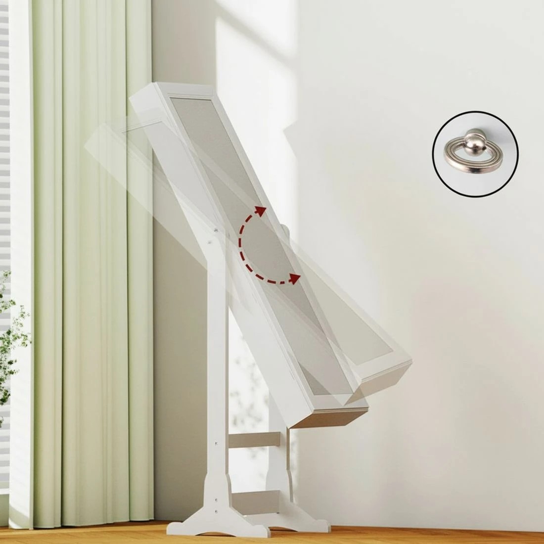 6 Artiss Jewellery Cabinet Mirror Free Standing - White, 6 of 8