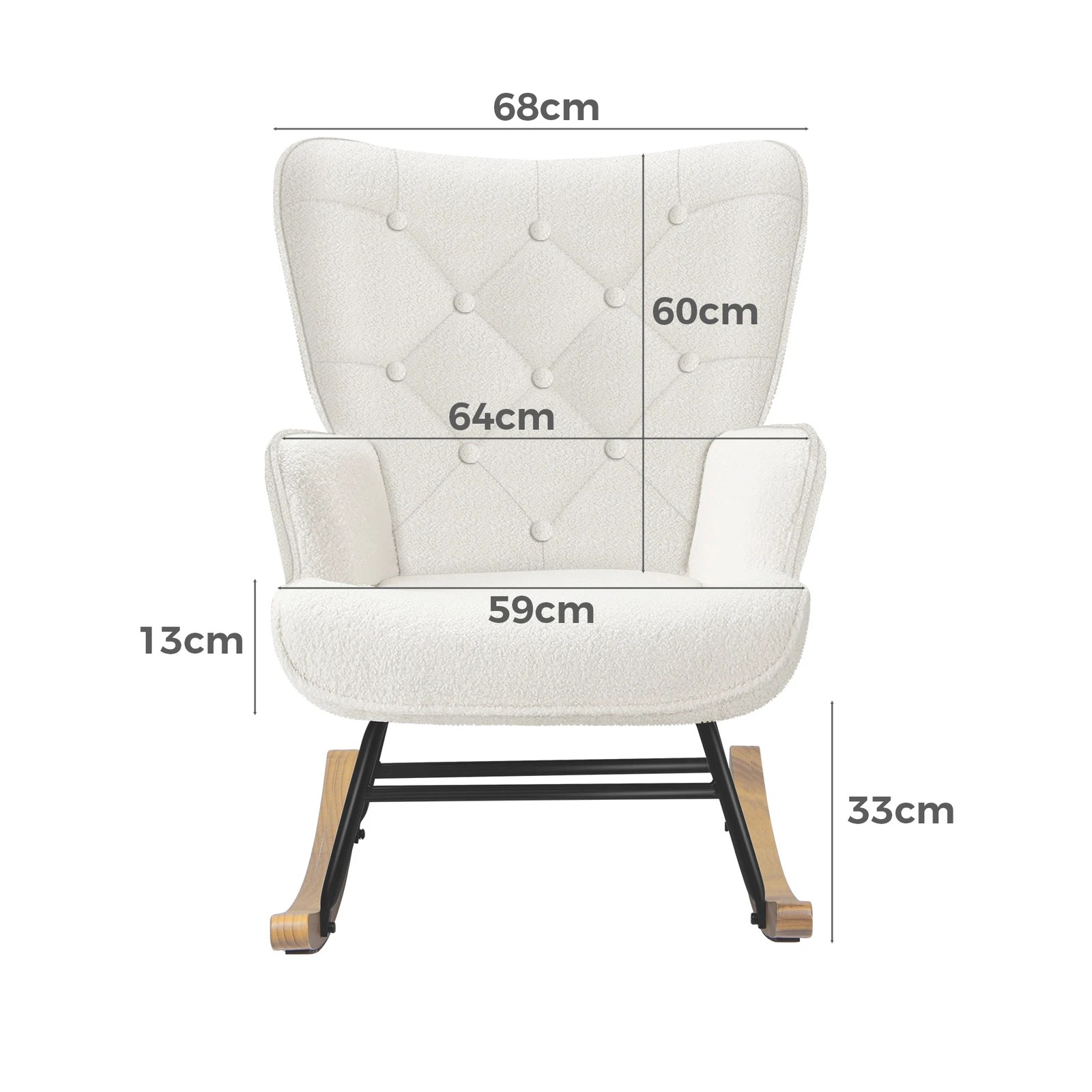 7 Alfordson Rocking Chair Armchair Accent Feeding Chair Lounge Tufted Sofa Boucle - White, 7 of 10