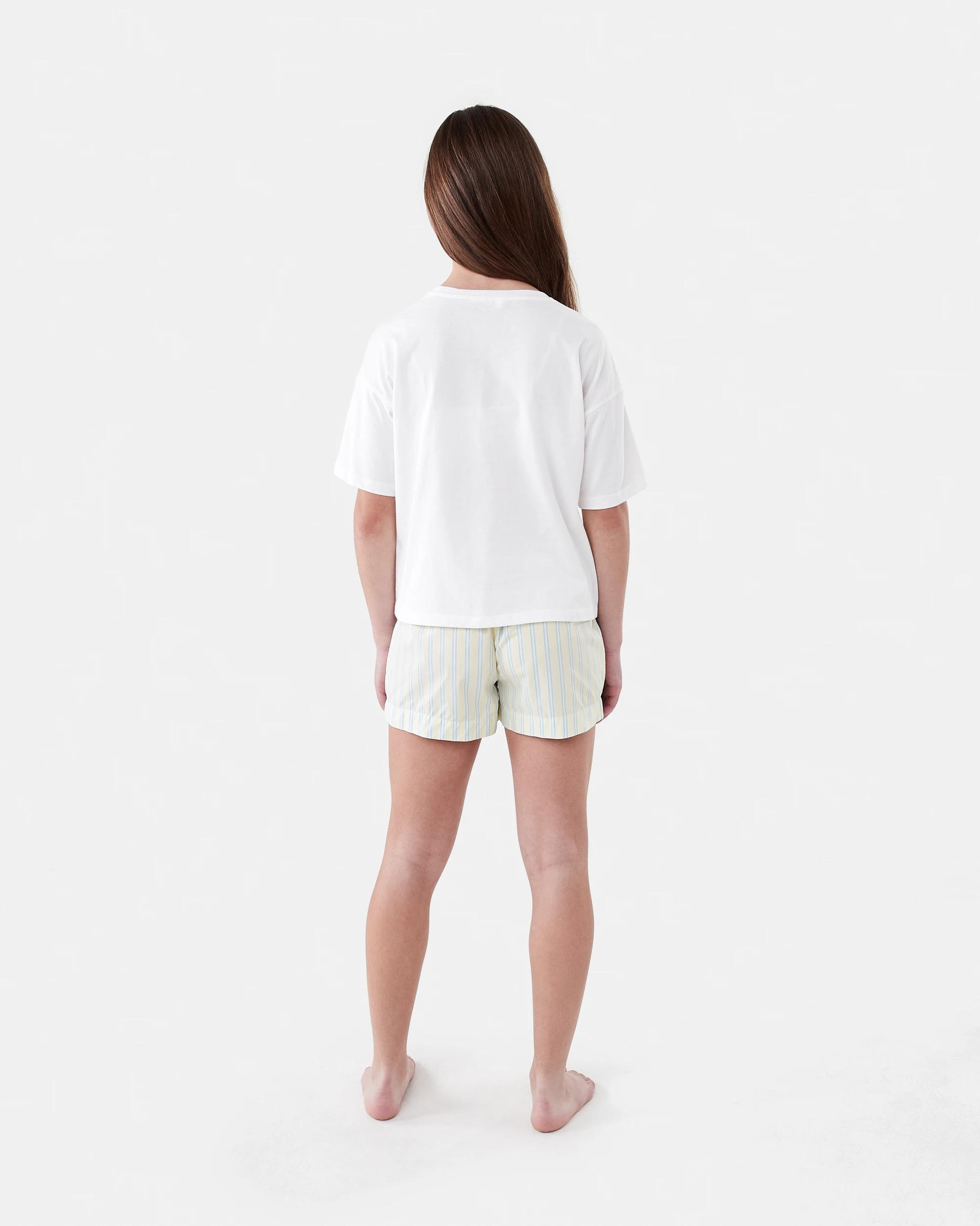 7 Short Sleeve Knit Woven Pyjama Set YELLOW STRIPE, 7 of 8
