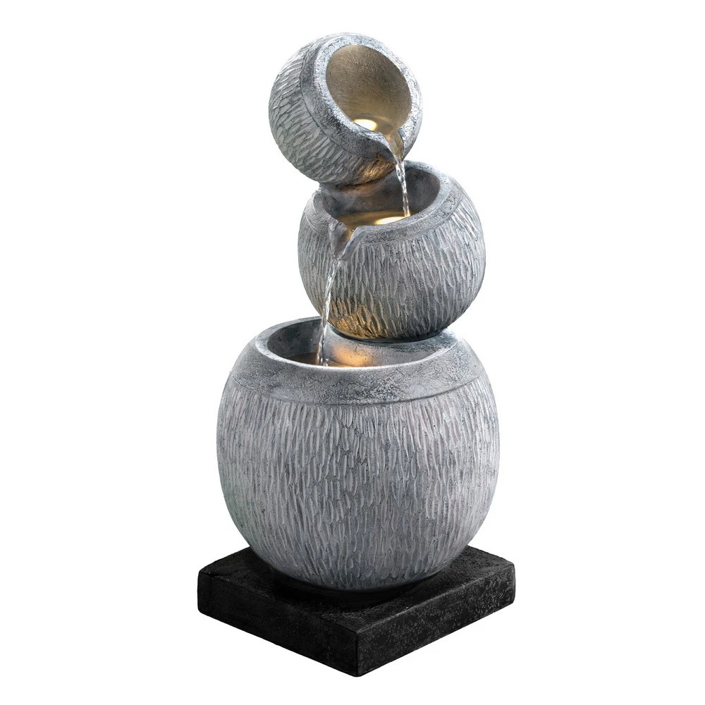 1 Gardeon Solar Fountain Water Feature Bird Bath Garden LED Light 80CM - Grey, 1 of 6