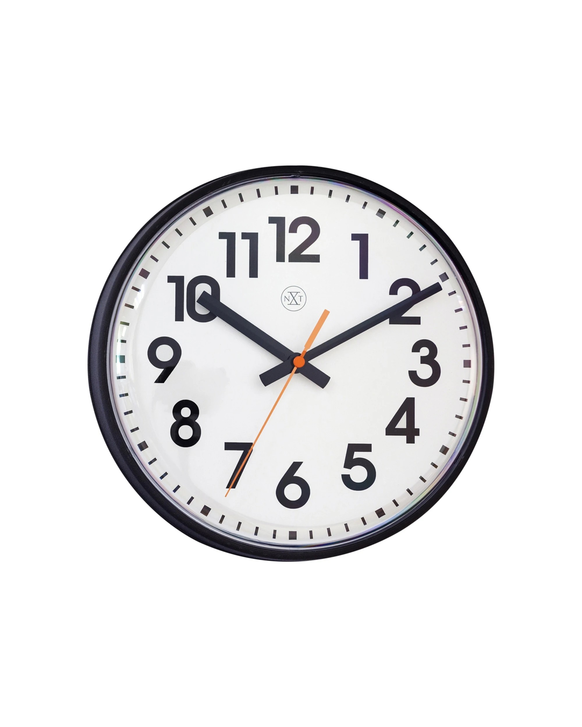 1 NeXtime Peter 36cm Silent Movement Wall Clock Minimalist Plastic Cover - Black, 1 of 5