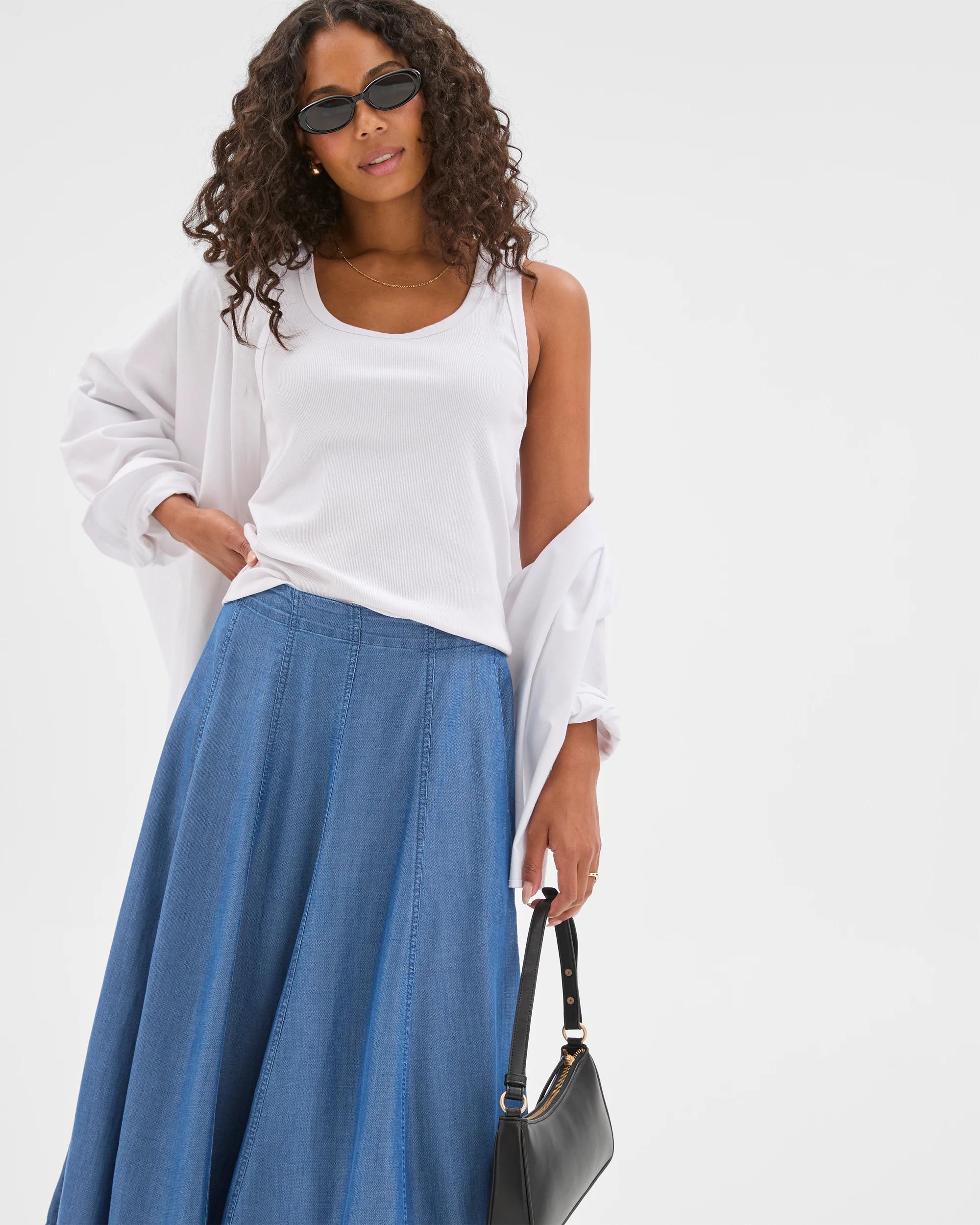 2 Target Woman Full Panel Midi Skirt CHAMBRAY, 2 of 7