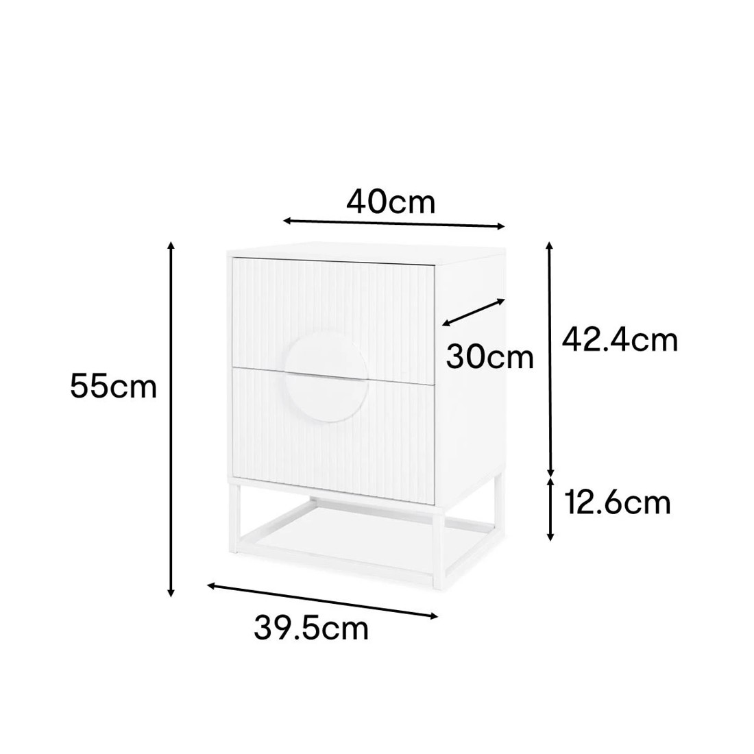 9 Stevie 2 Drawer Bedside Table - White, 9 of 9