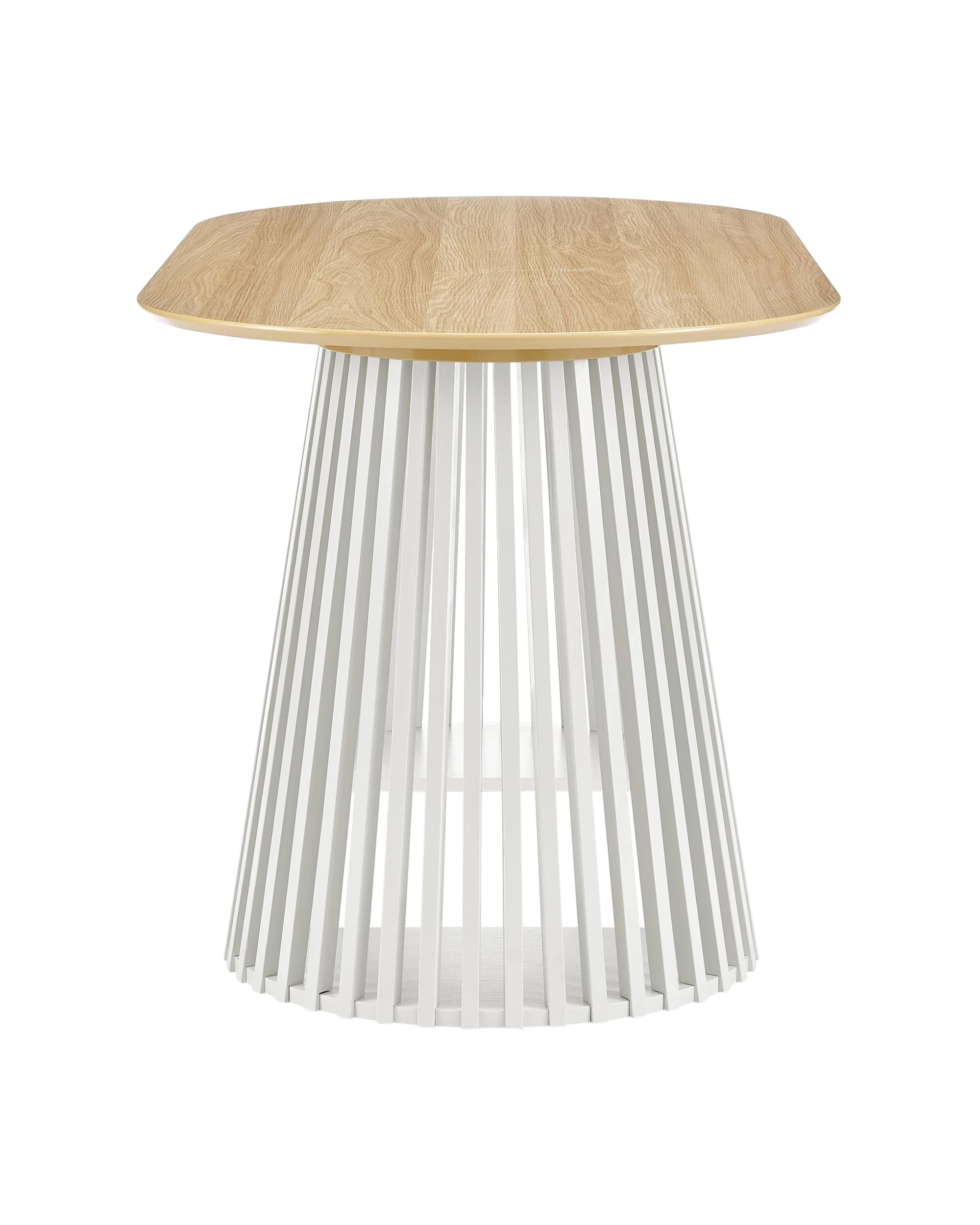 5 Kodu Oval Rounded Dining Table 160cm White and Oak, 5 of 8