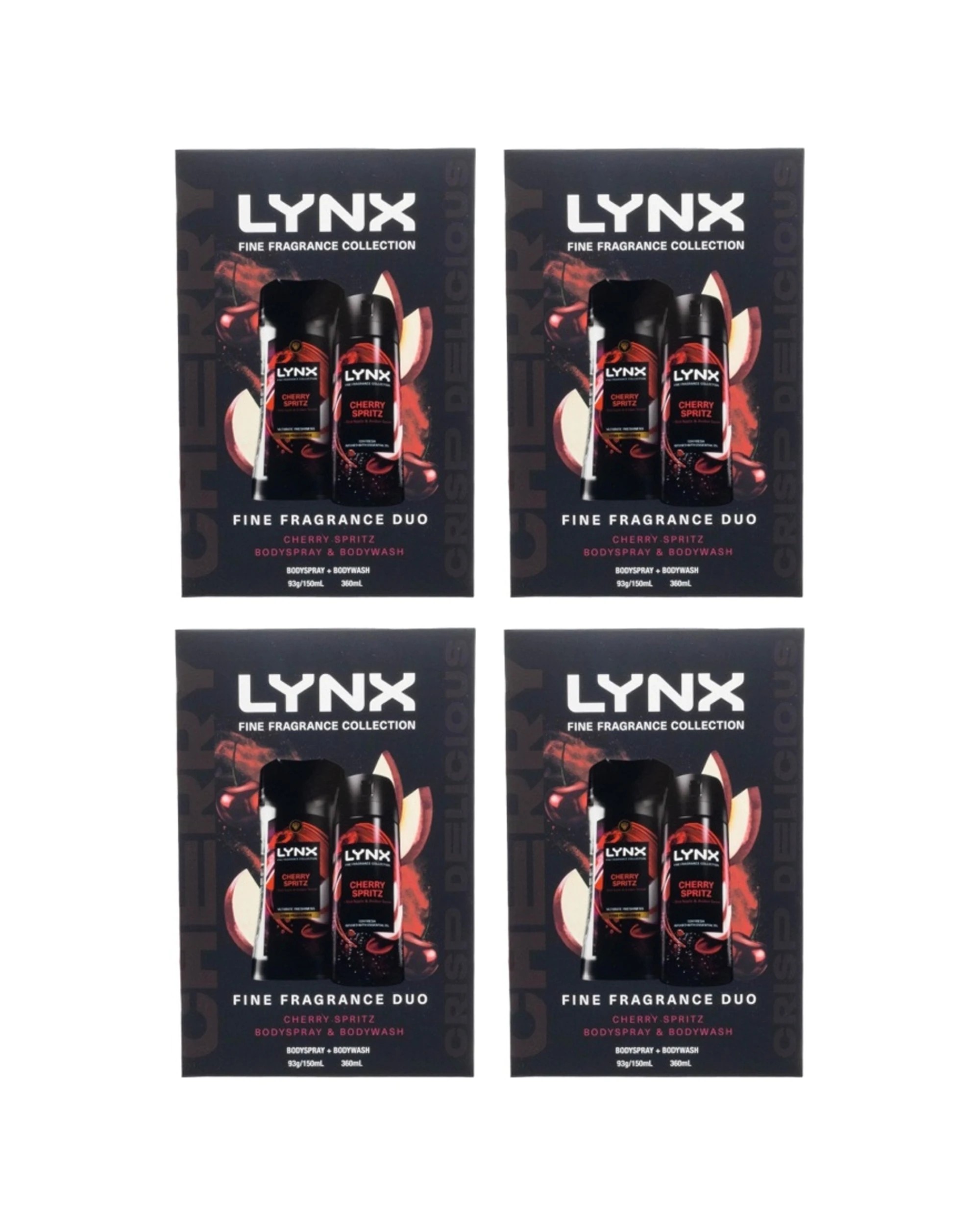 1 Lynx 4x 2pc Fine Fragrance Duo Set Body Spray and Wash Cherry Spritz - Black, 1 of 4
