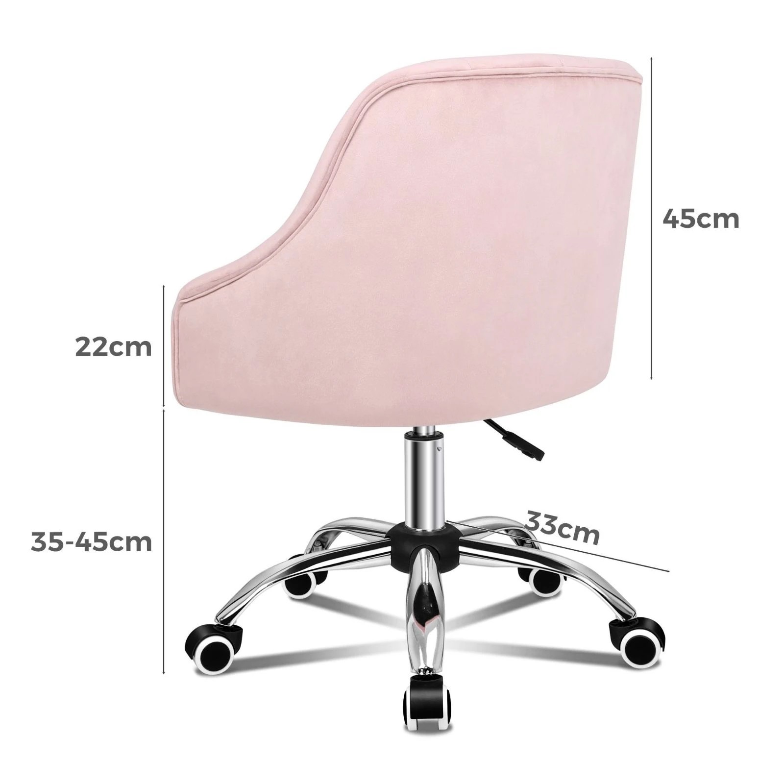 3 Alfordson Velvet Office Chair Computer Swivel Armchair Work Adult Kids - Pink, 3 of 10