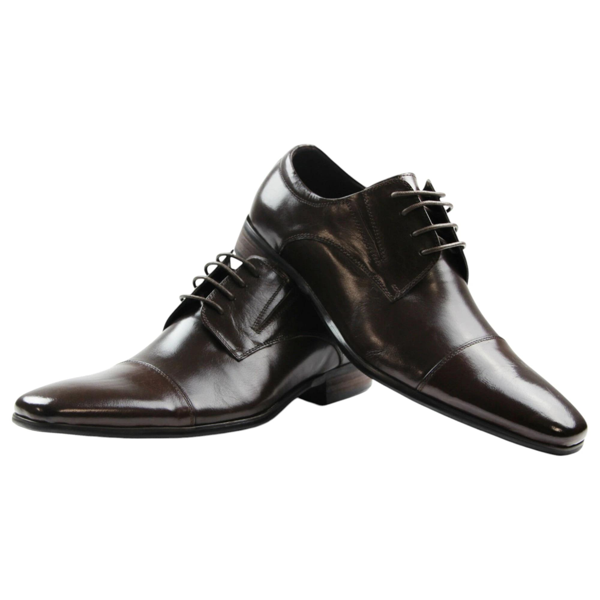 3 Zasel Mens Parker Leather Lace Up Work Formal Dress Casual Shoes BROWN, 3 of 3