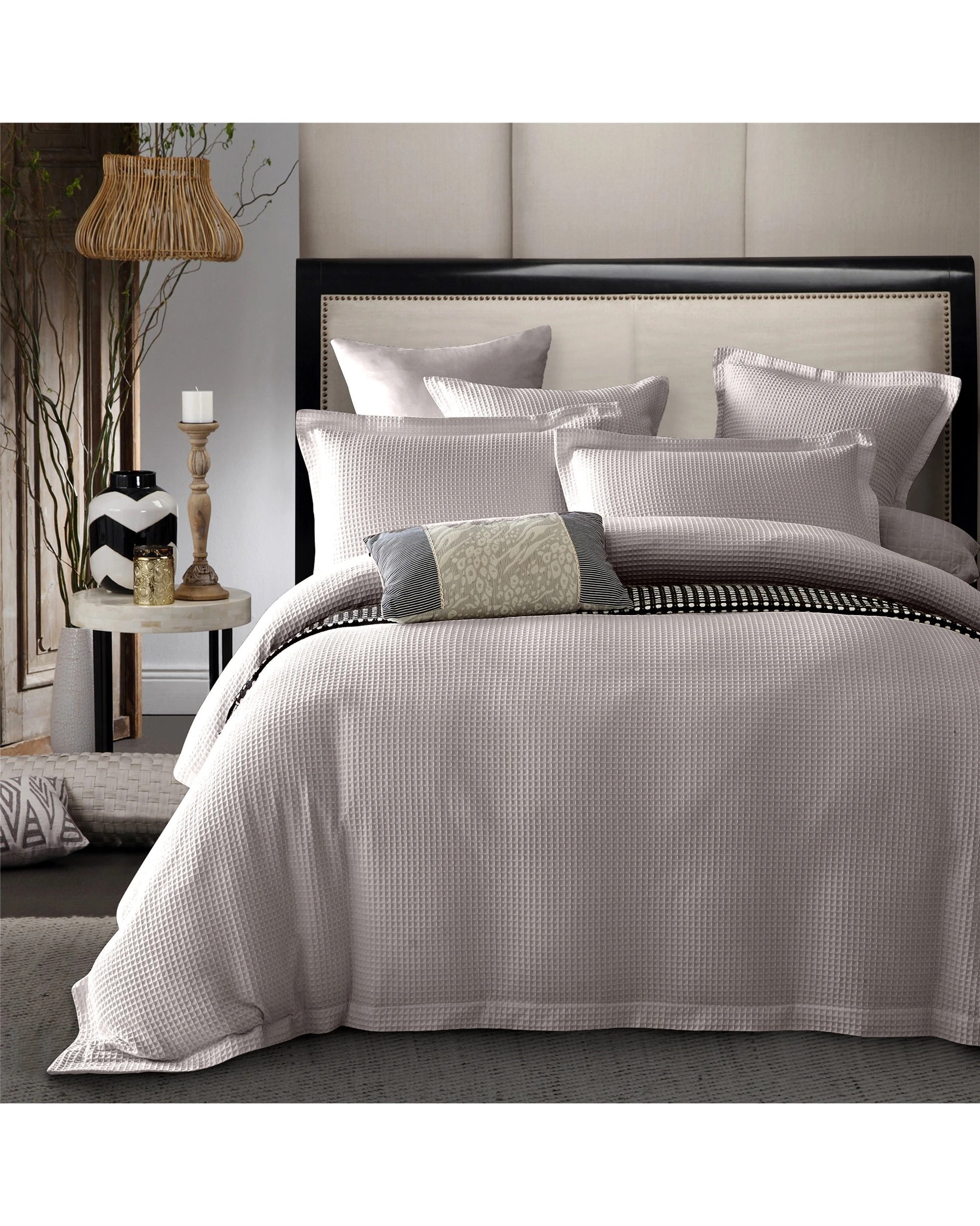 1 Cotton More Waffle Quilt Cover Set 100% Premium Cotton 240gsm Single Light Mocha - Beige, 1 of 5