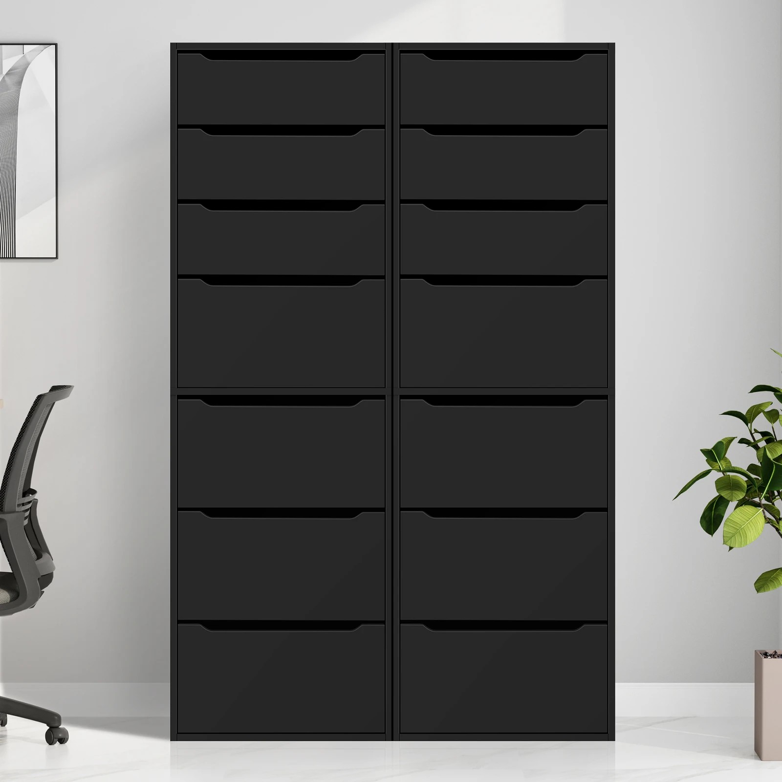 3 Alfordson Chest of 7 Drawers Office Storage Cabinet Tallboy Bedroom - Black, 3 of 10