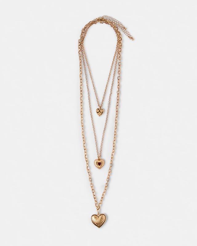 3 Pack Heart Layered Necklace - Gold 