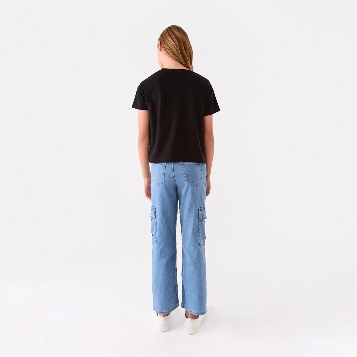 6 Short Sleeve Cropped Print T-shirt Tour Black, 6 of 8