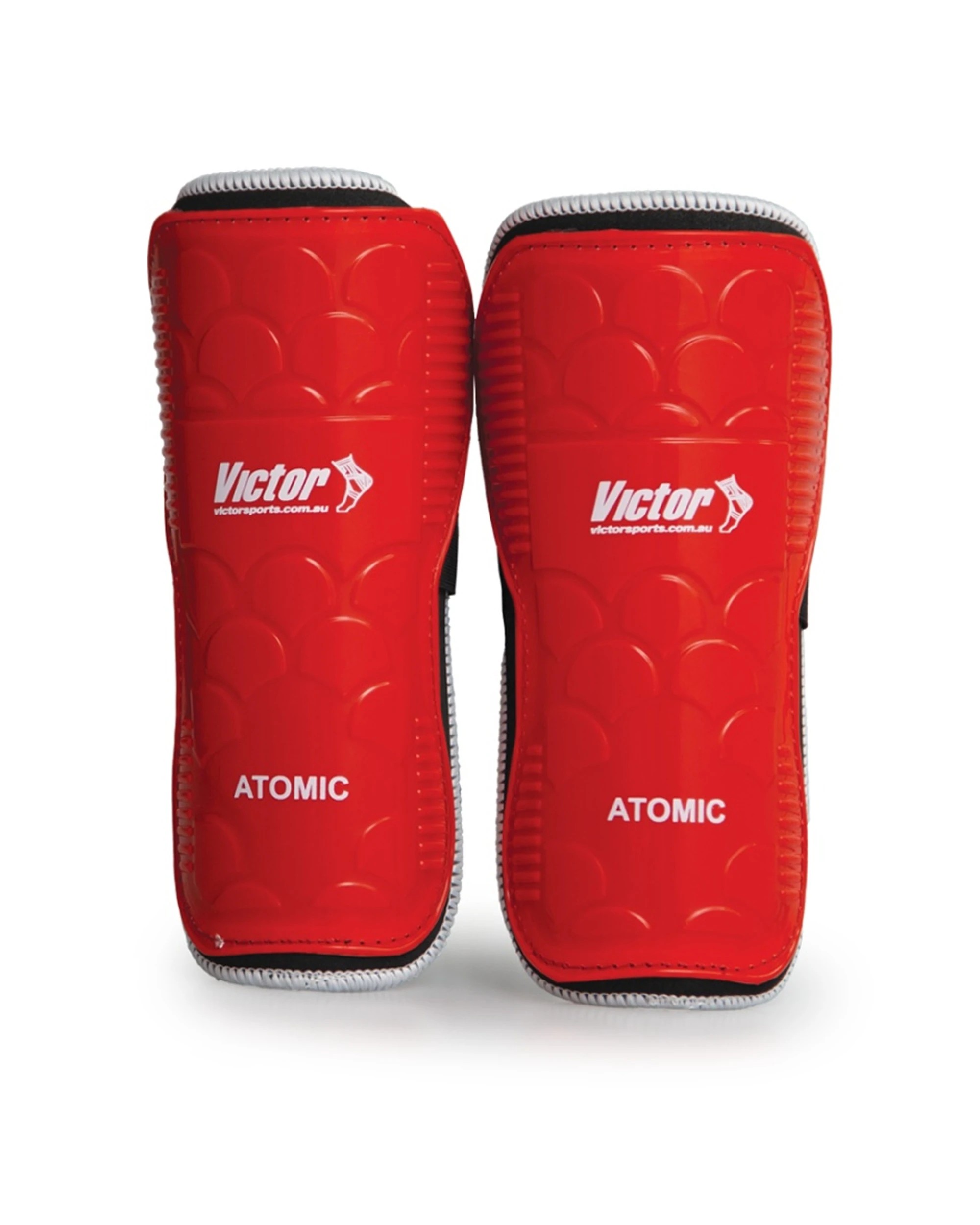 1 Victor Sports Atomic Shin Guards Large Strong Durable Plastic Pair - Red, 1 of 1