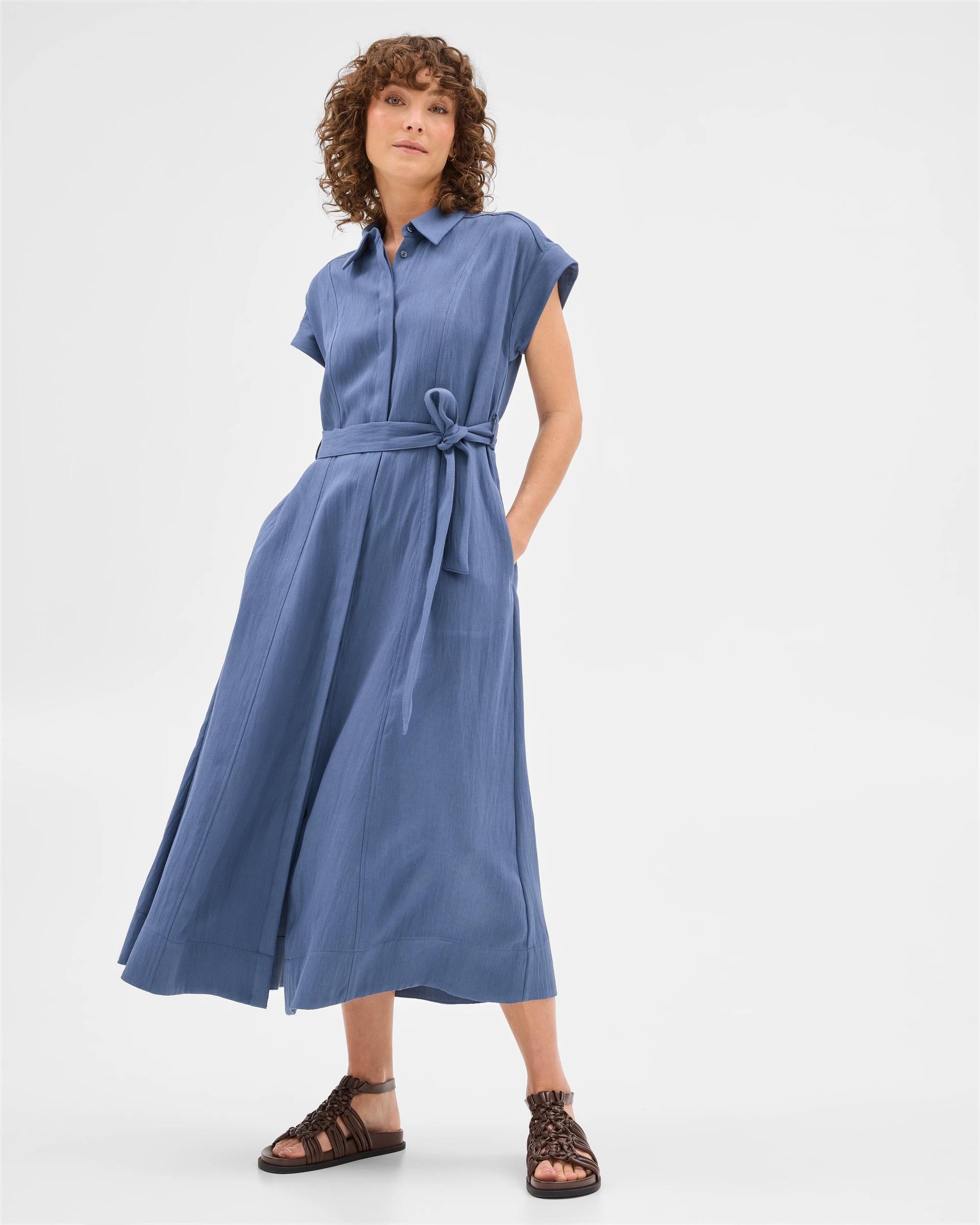 1 Summer Twill Midi Shirt Dress - Preview MOODY INDIGO, 1 of 7