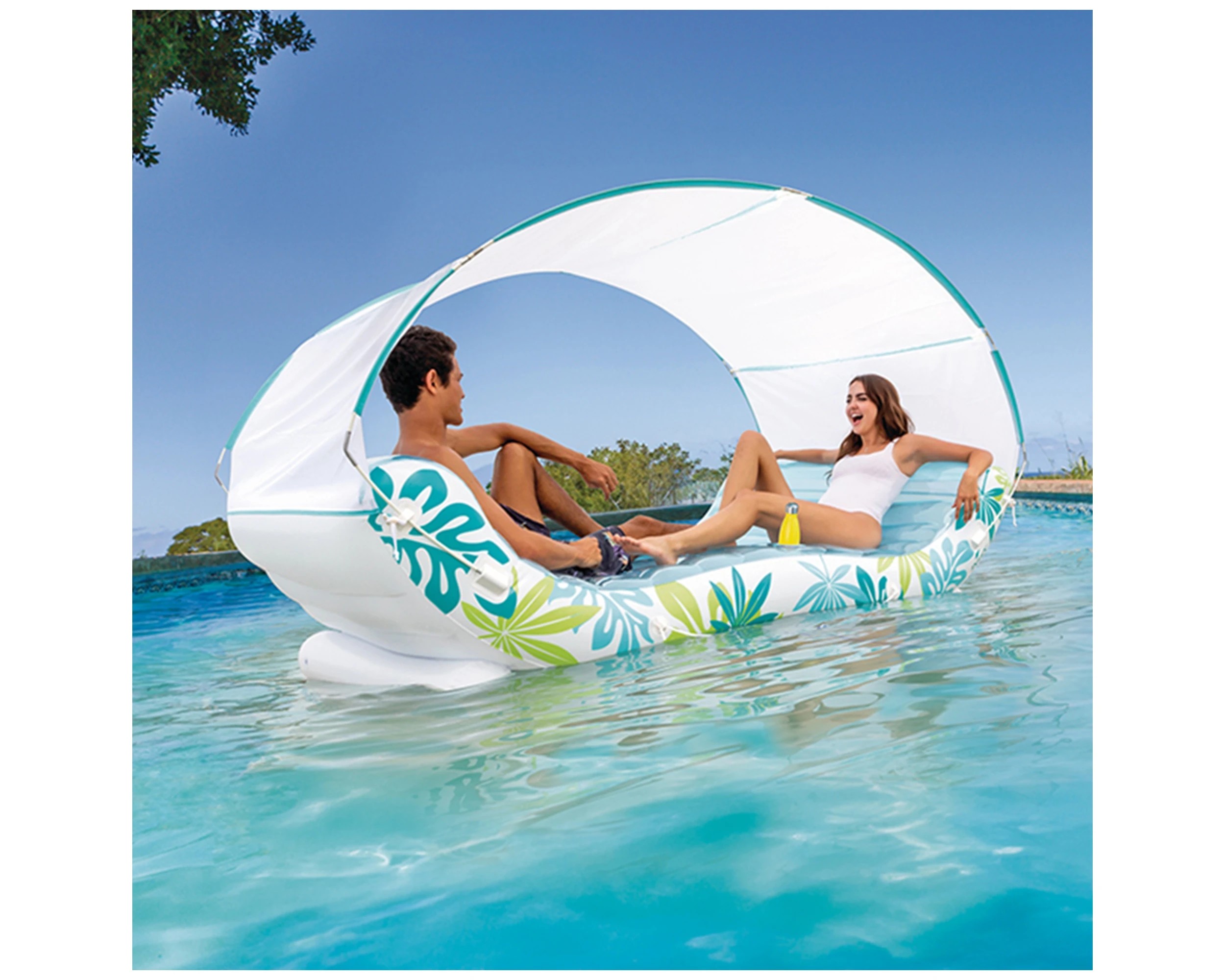 5 Intex Tropical Two Person Inflatable Canopy Pool Lounge 224 X 150 X 165 Cm - Multi, 5 of 7